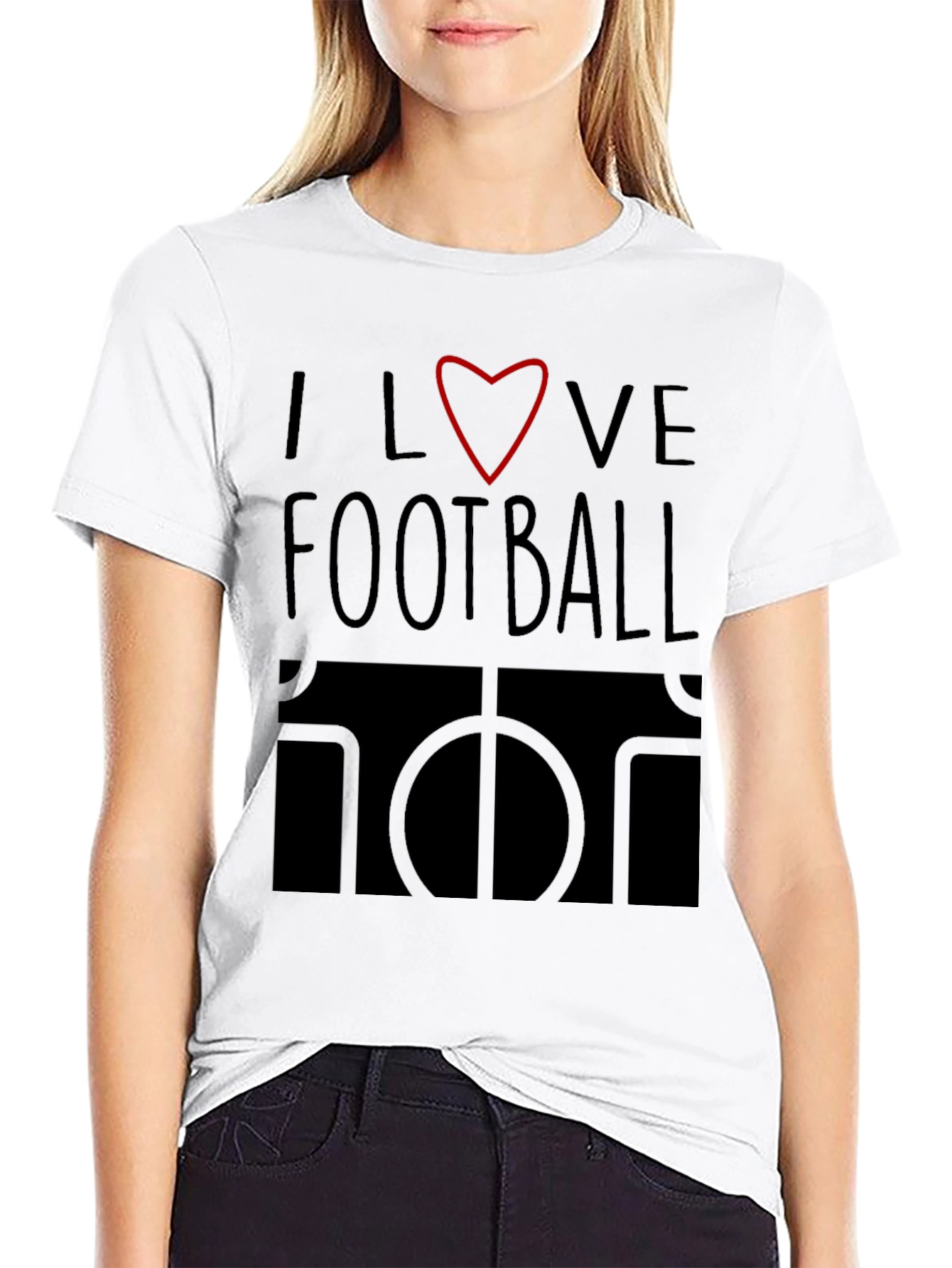 Black I Love Football Graphic Tee - Black Cotton T-Shirt view 9