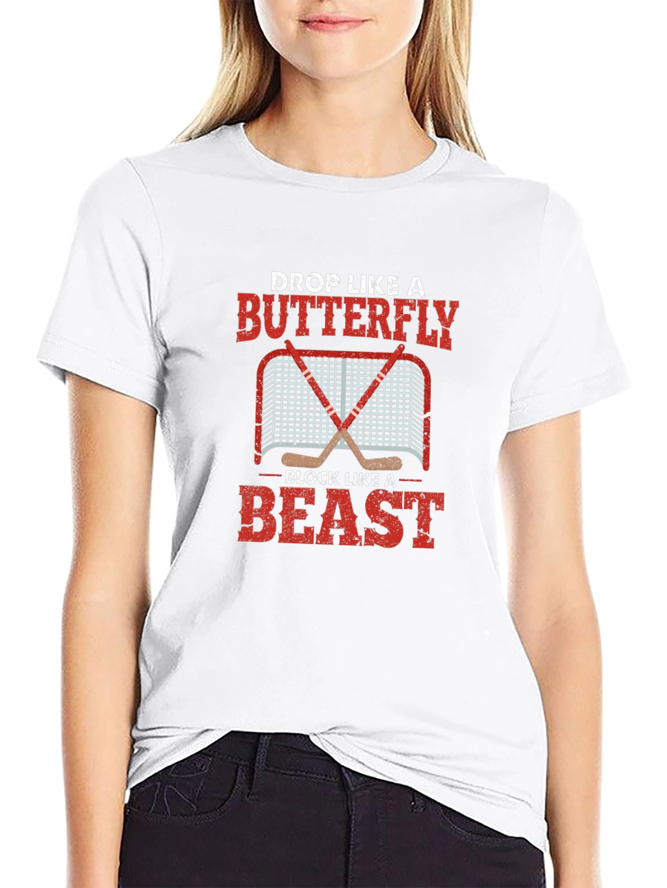 Black Hockey Goalie Butterfly Beast T-Shirt view 9