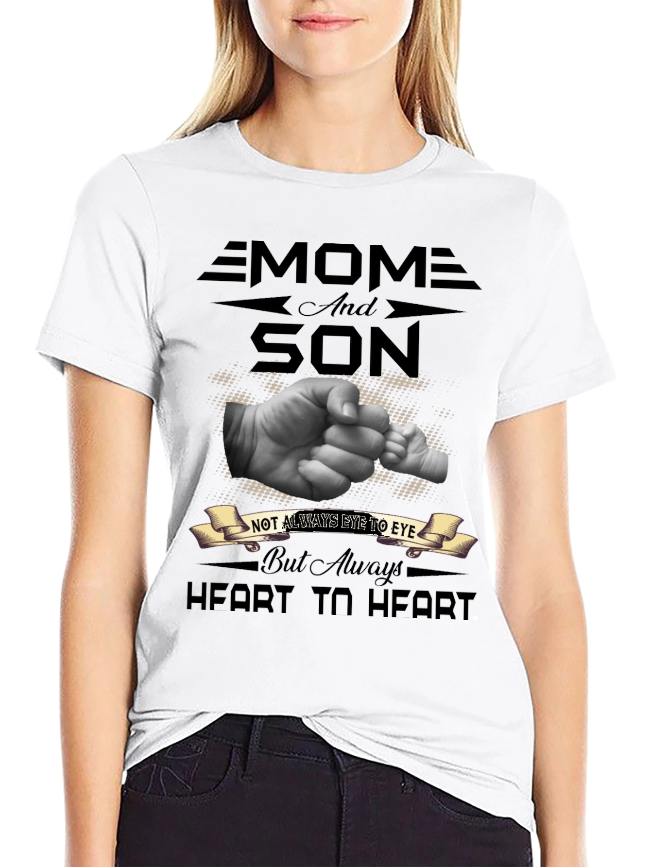 Black Mom and Son Heart to Heart Graphic Tee view 9