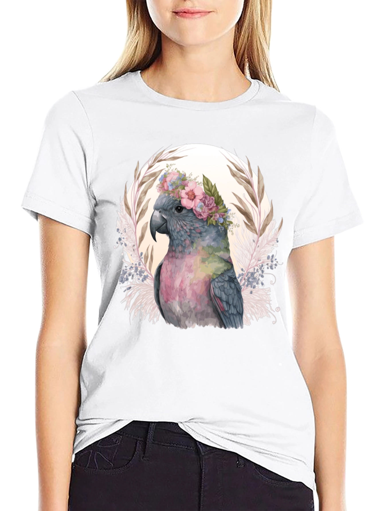 Black Floral Cockatoo Graphic Tee view 9
