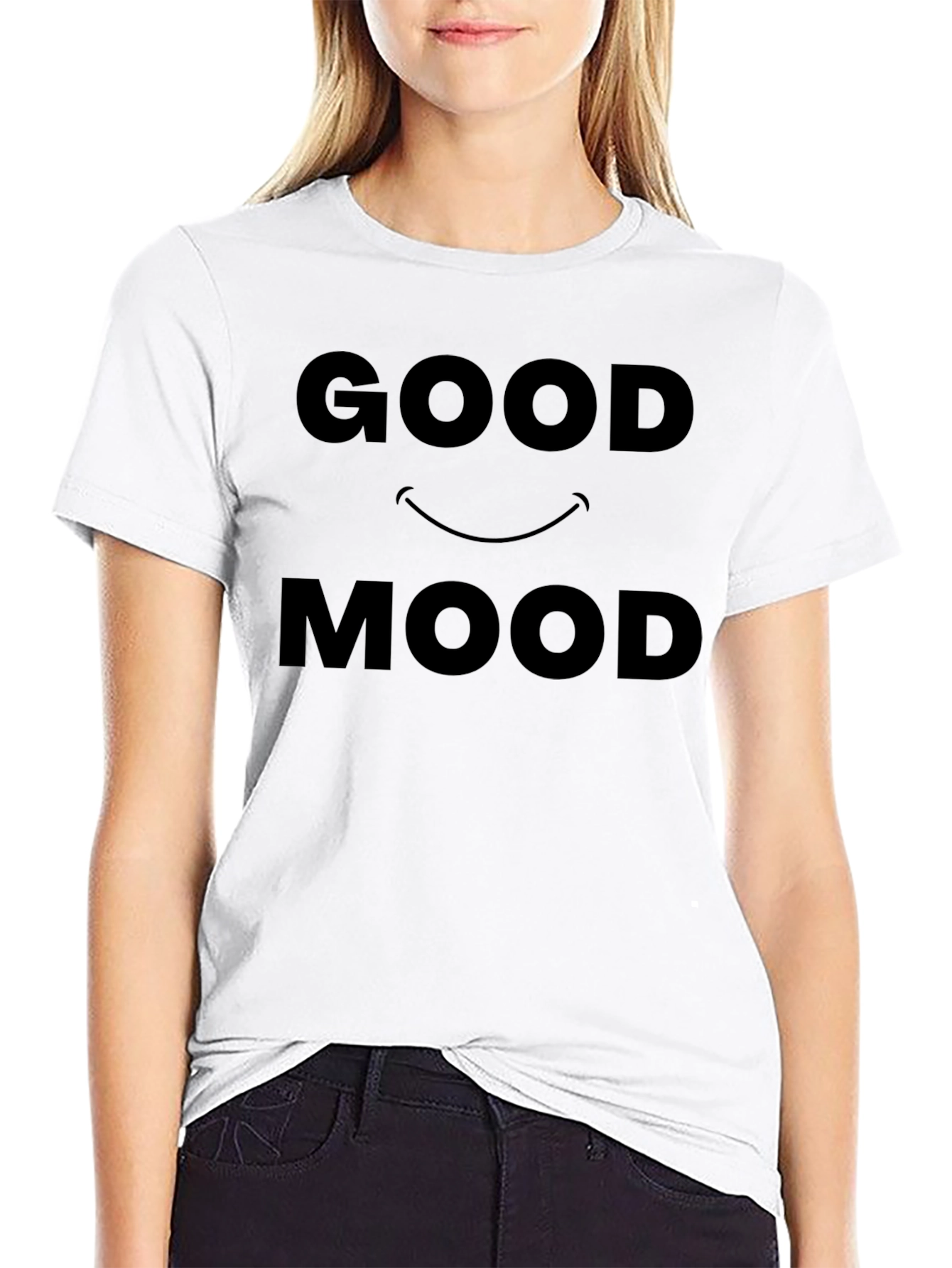 Black Good Mood Graphic Tee -  Unisex Crew Neck T-Shirt view 9