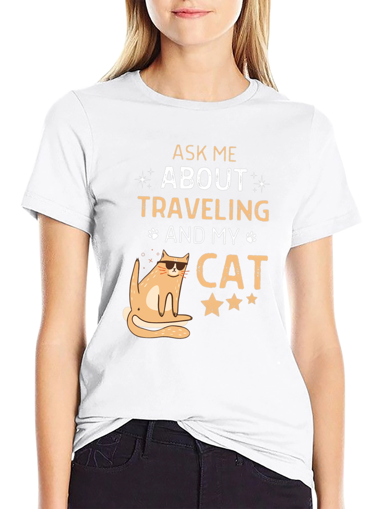 Black Ask Me About Traveling and My Cat T-Shirt view 9