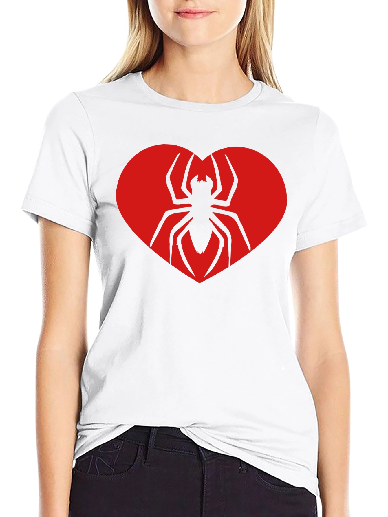 Black Spider Heart Graphic Tee - Black Cotton T-Shirt view 9
