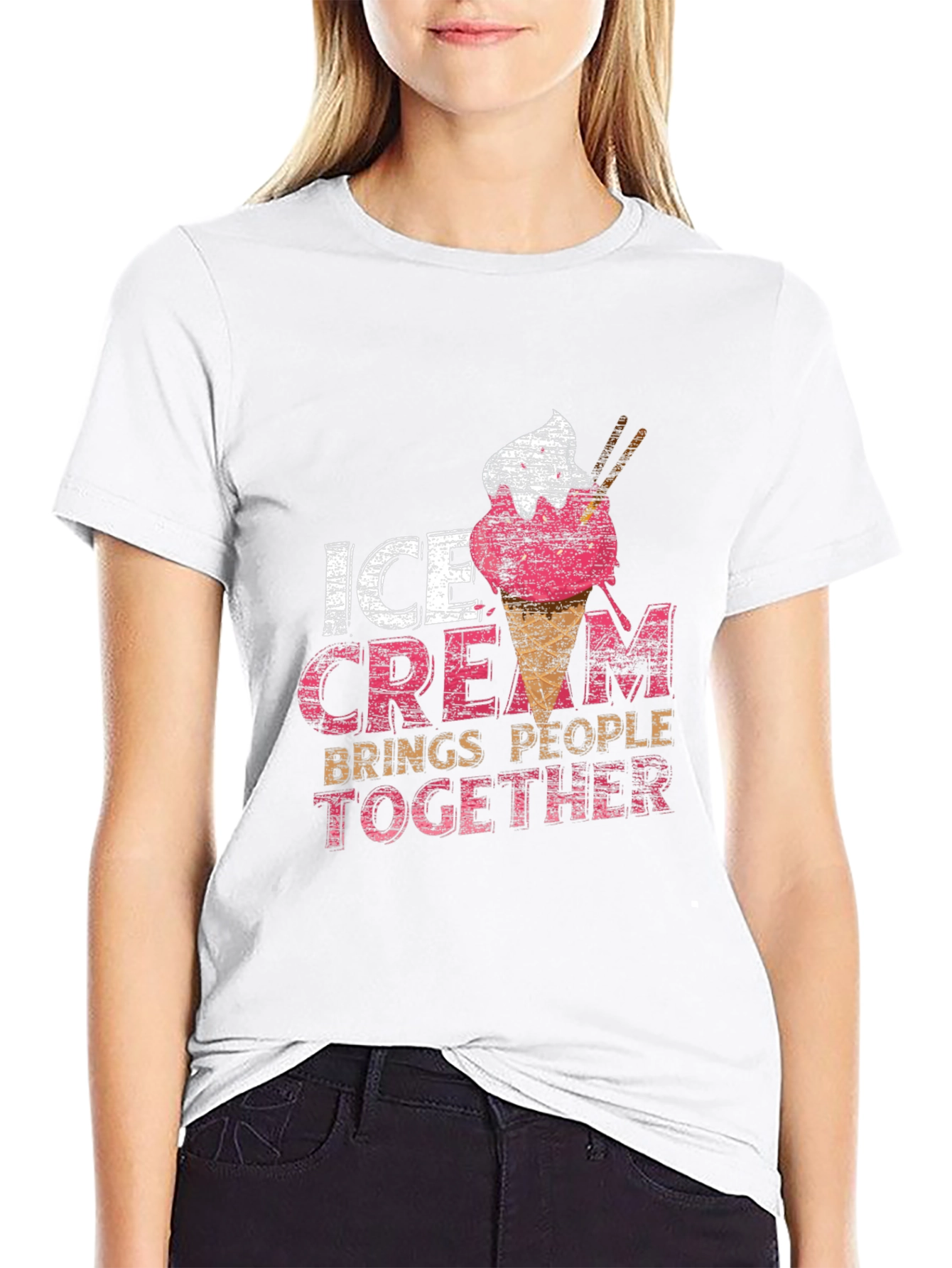Black Ice Cream Brings People Together Black T-Shirt view 9