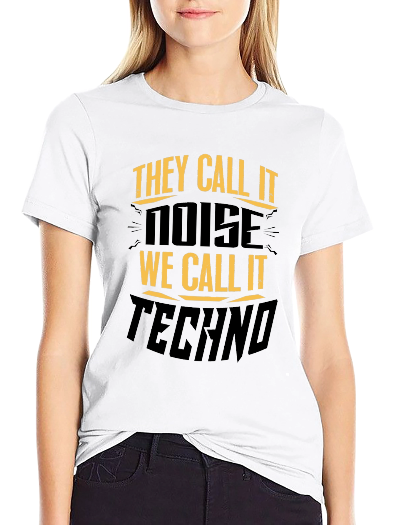 Black They Call It Noise Techno Music Black T-Shirt view 9