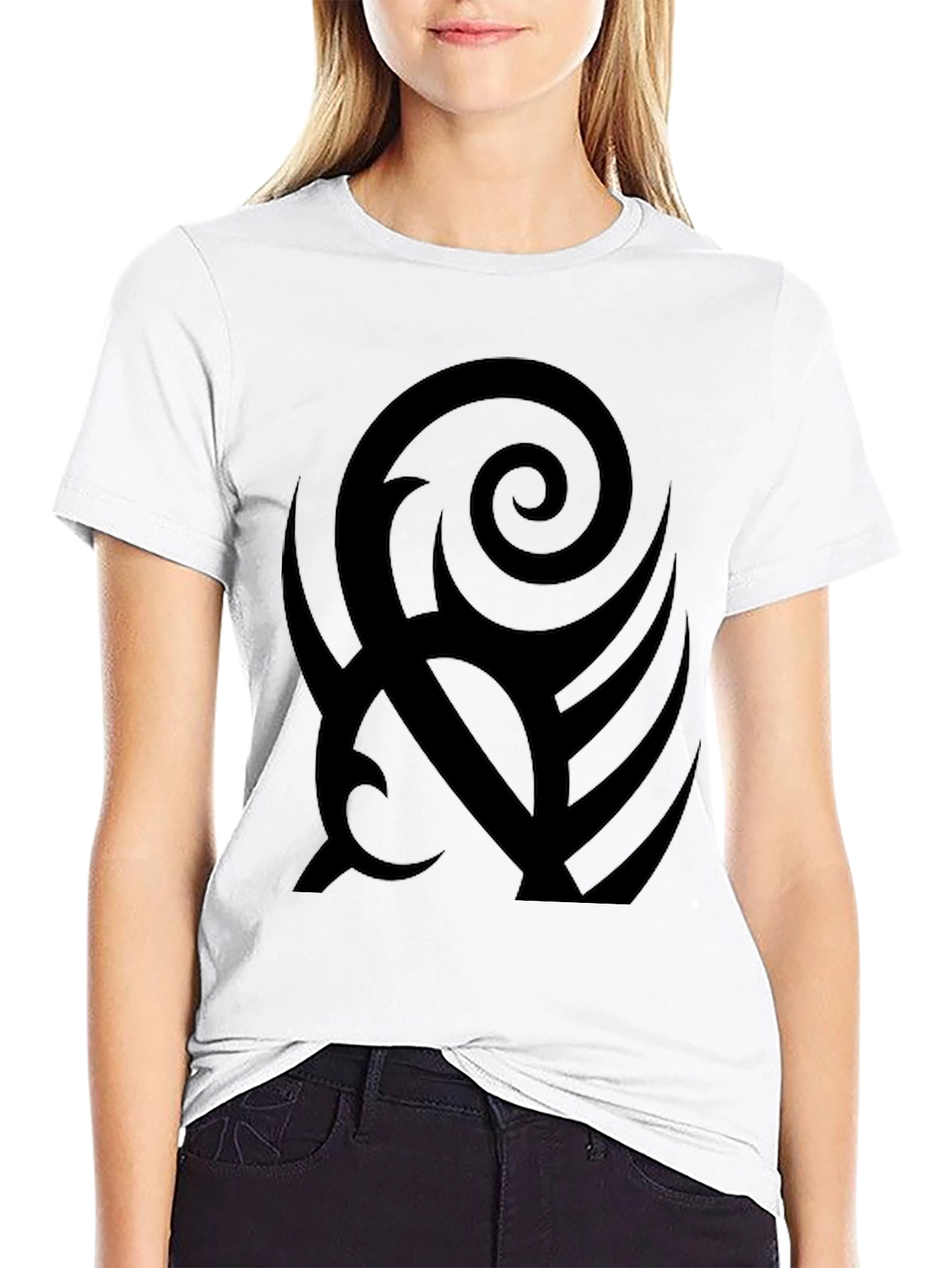 Black Black Tribal Graphic Print T-Shirt view 9