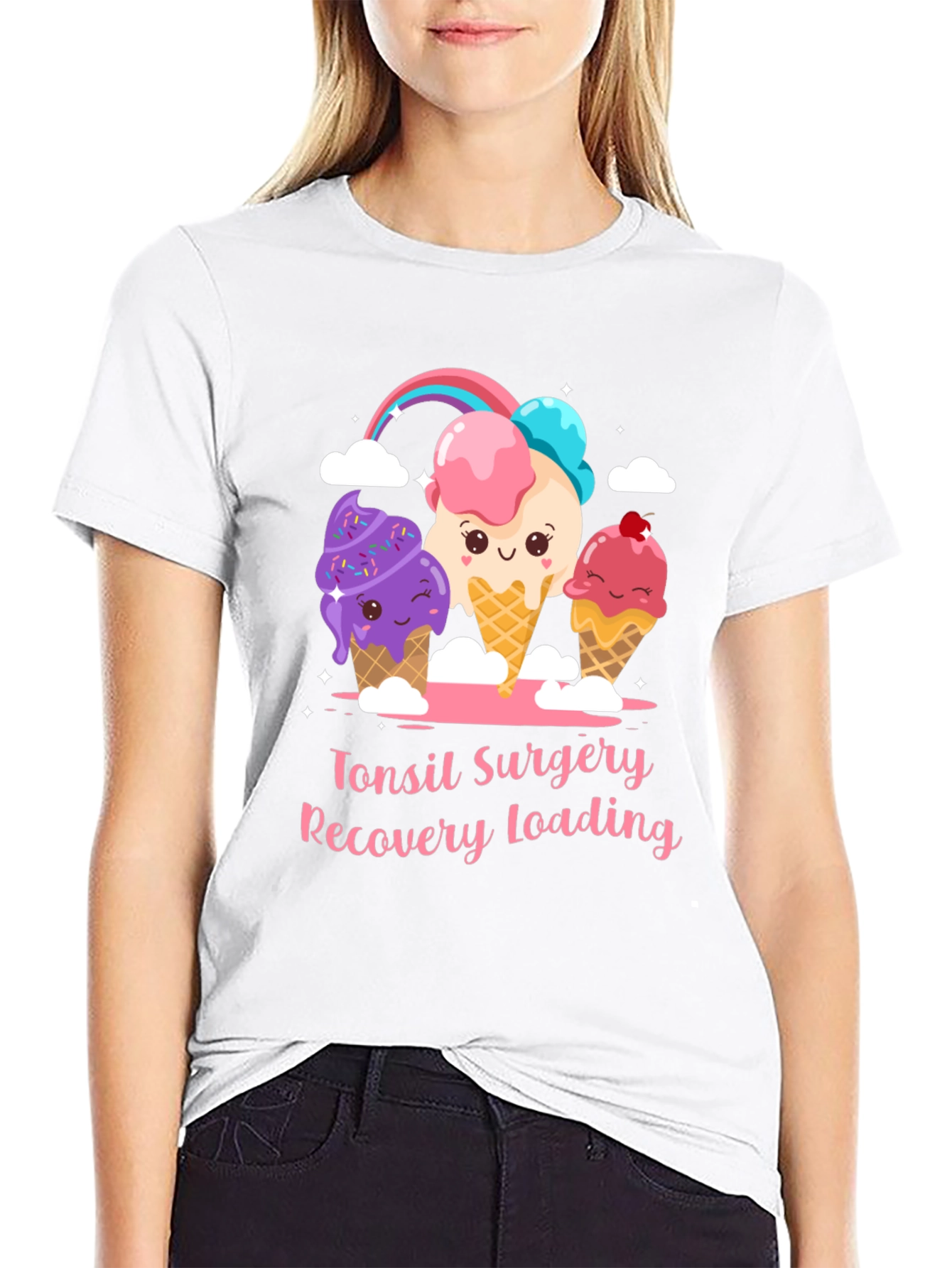 Black Tonsil Surgery Recovery Ice Cream T-Shirt view 9