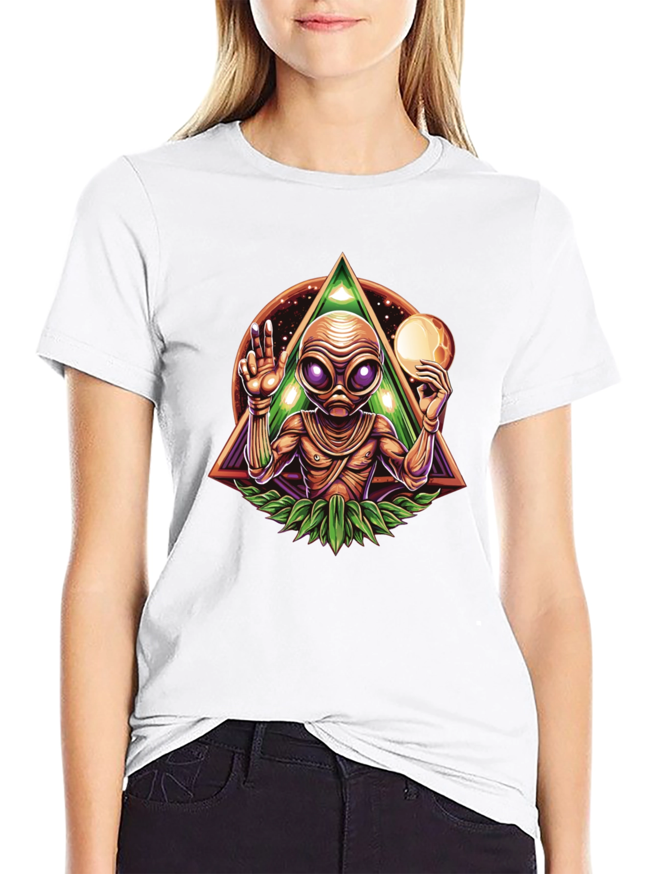 Black Alien Graphic Tee - Third Eye Design T-Shirt view 9