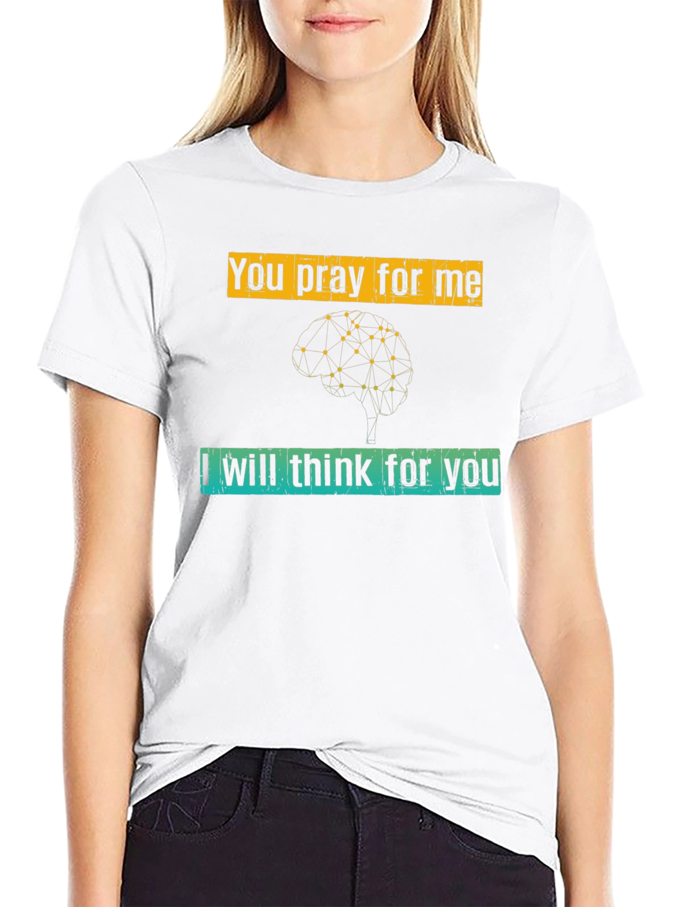 Black Pray & Think Graphic Tee - Unisex Black T-Shirt view 9