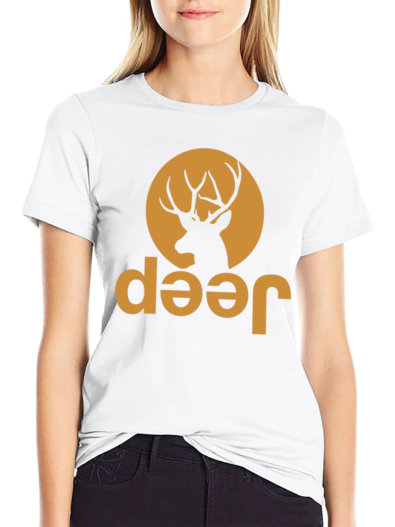 Black Deer Jeep Graphic Tee - Black Novelty T-Shirt view 9