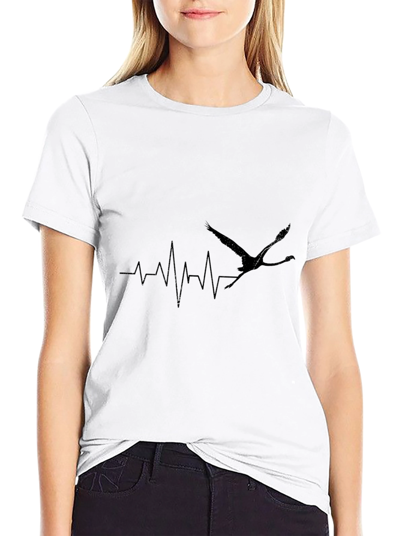 Black Black Crane Heartbeat T-Shirt view 9