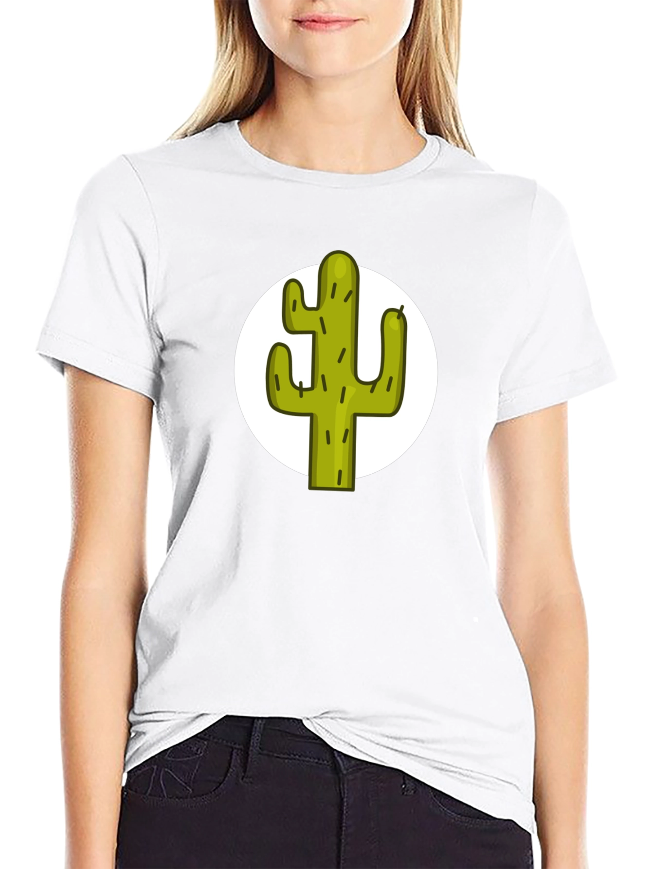 Black Cactus Graphic Tee - Black Cotton T-Shirt view 9
