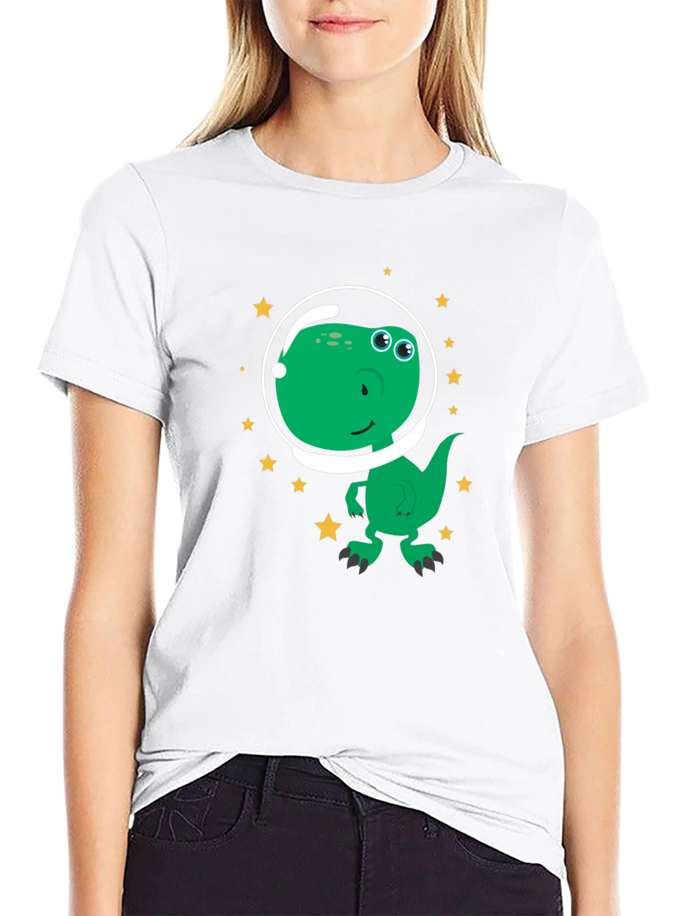 Dino Astronaut Graphic Tee - Black Cotton T-Shirt - 9