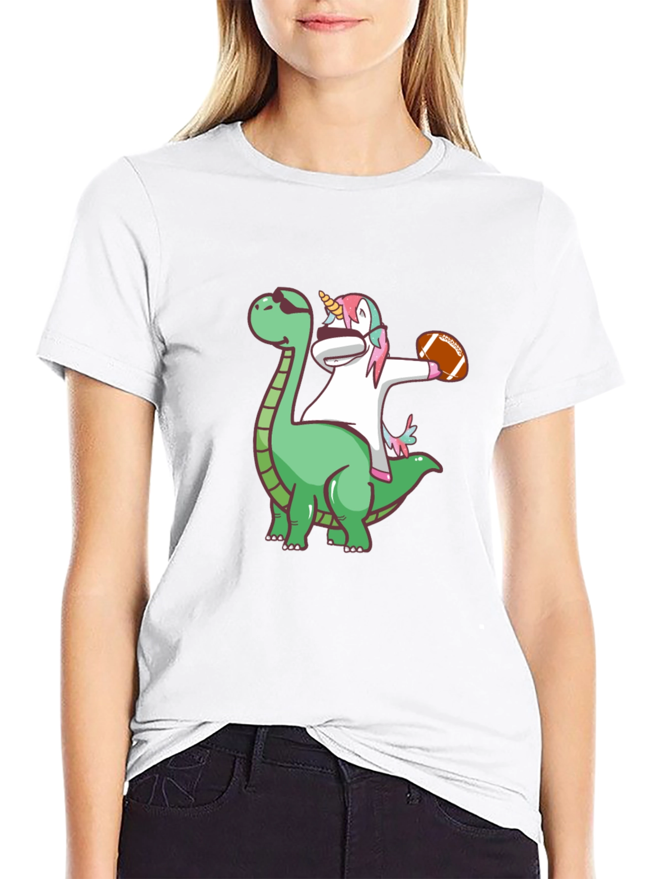 Black Dino Unicorn Football T-Shirt view 9