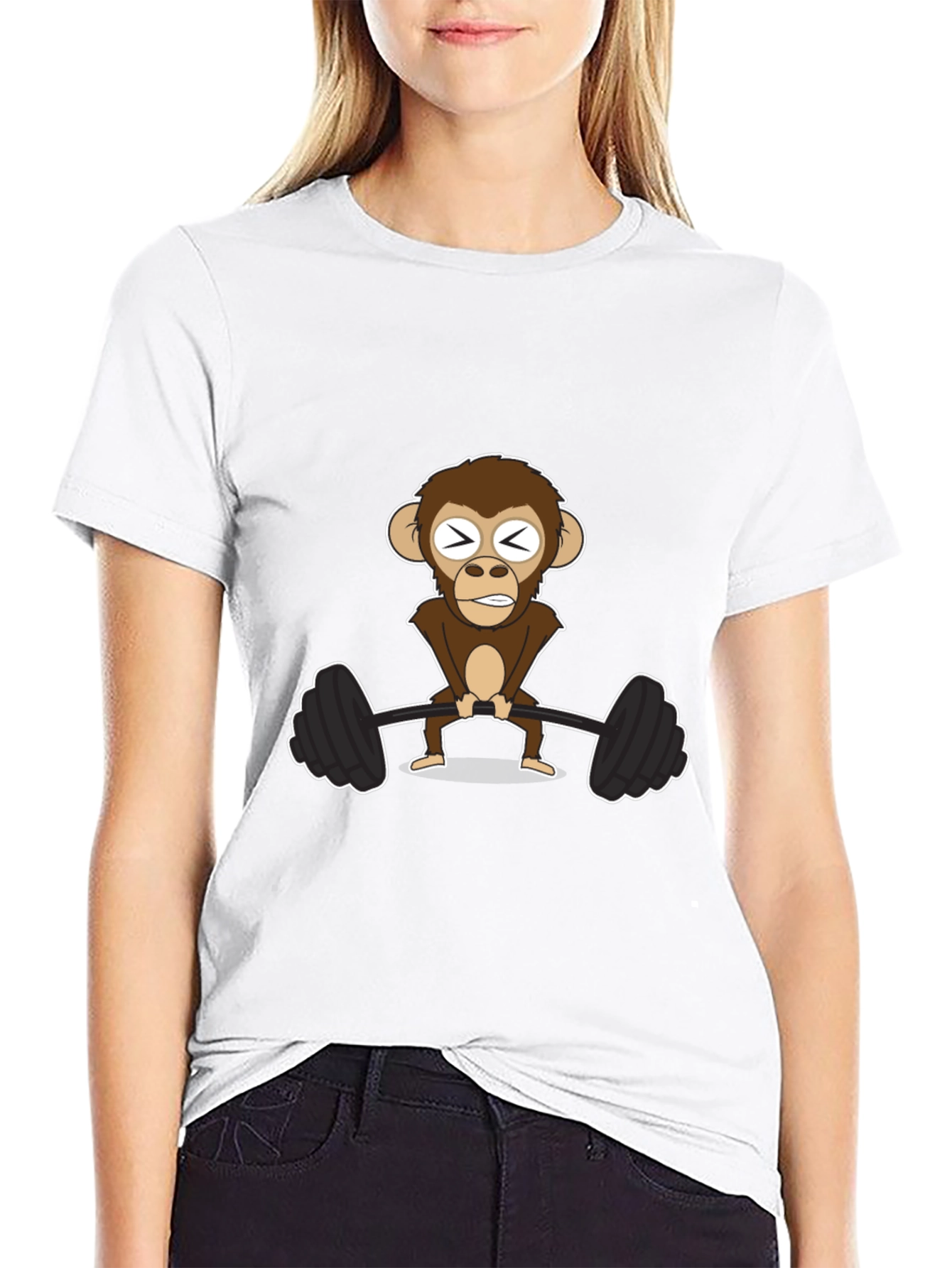 Black Monkey Barbell T-Shirt - Workout Design view 9