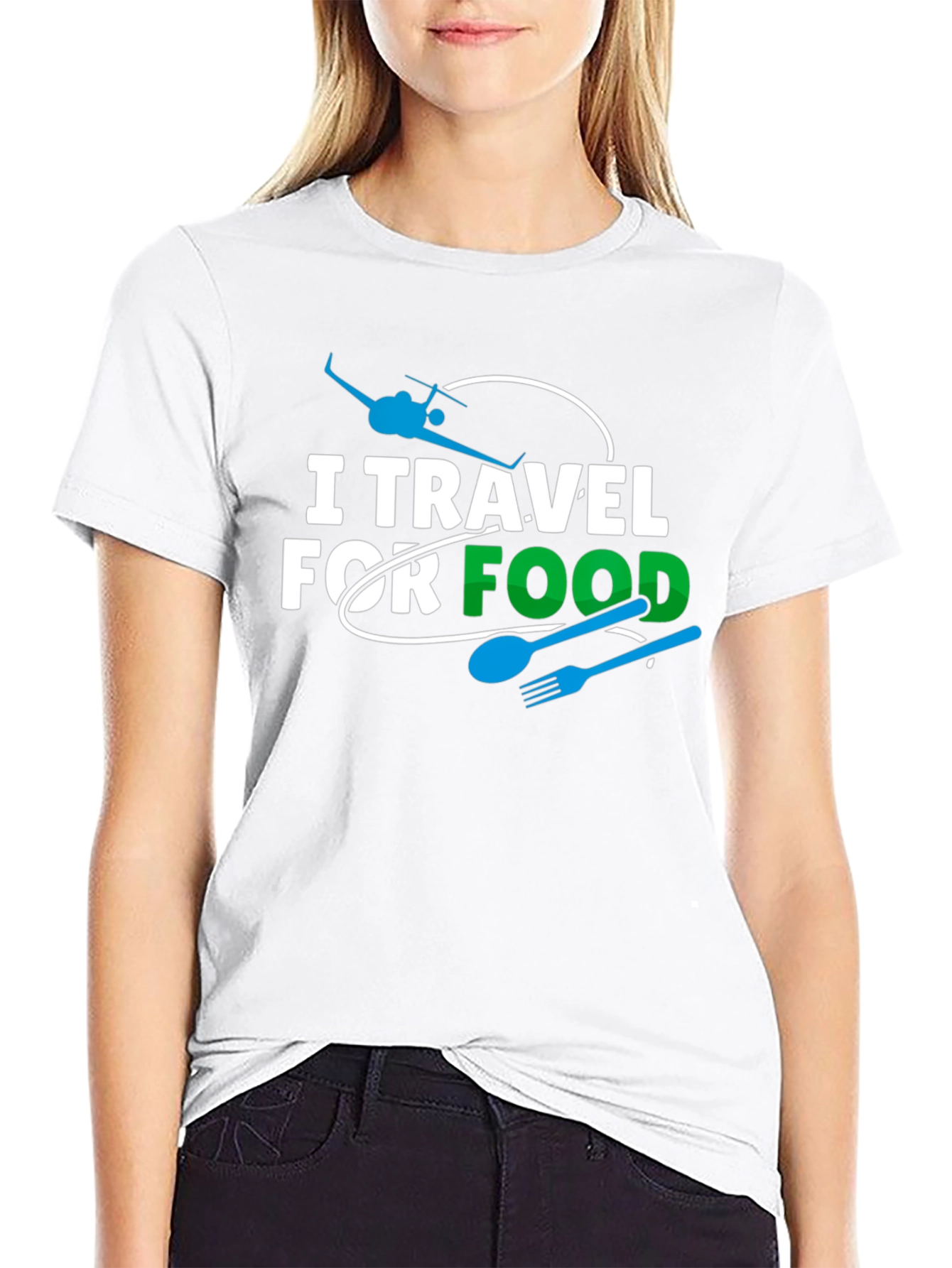 Black I Travel For Food Black Graphic Tee view 9