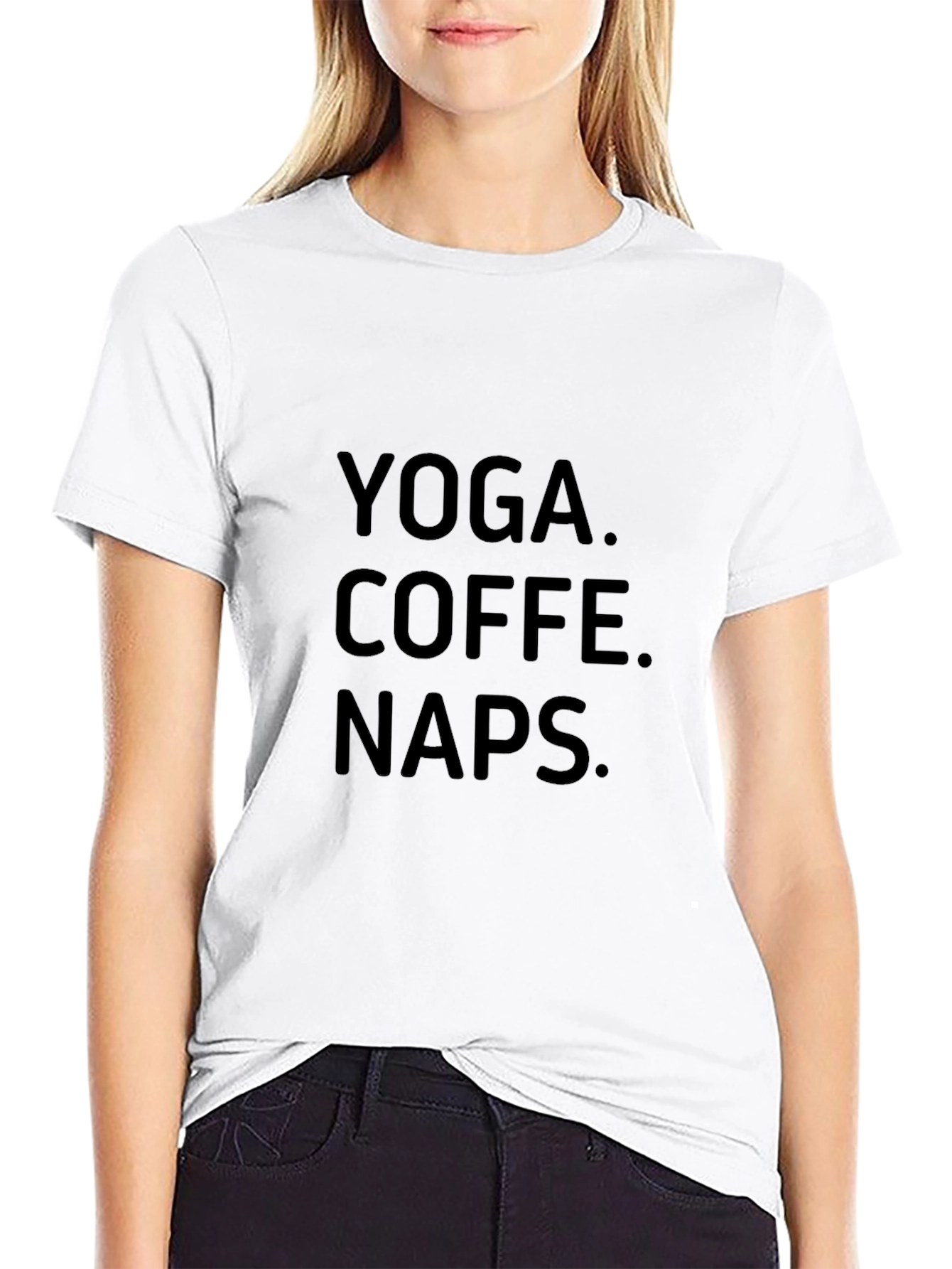 Black Yoga Coffee Naps T-Shirt - Relaxed Everyday Wear view 9