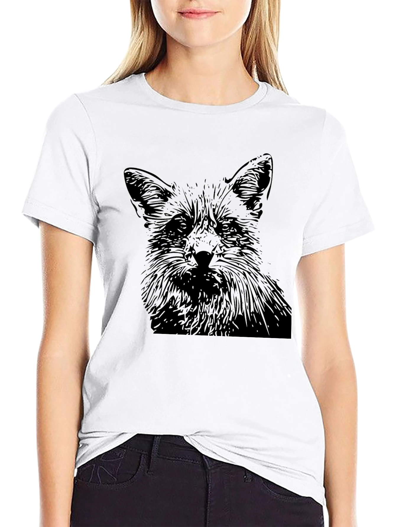 Black Fox Graphic Print Black T-Shirt view 9