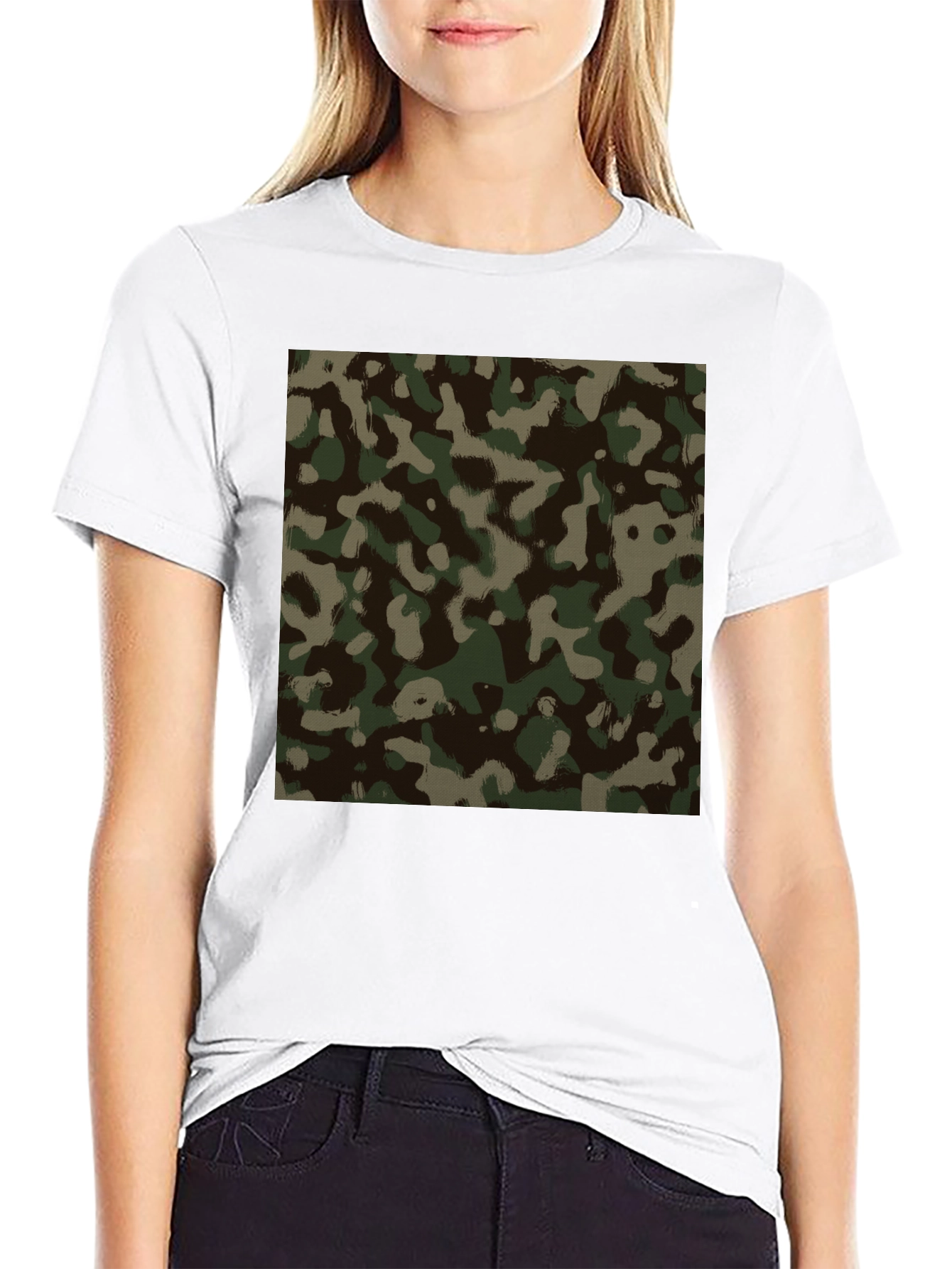 Black Camo Print Black T-Shirt view 9