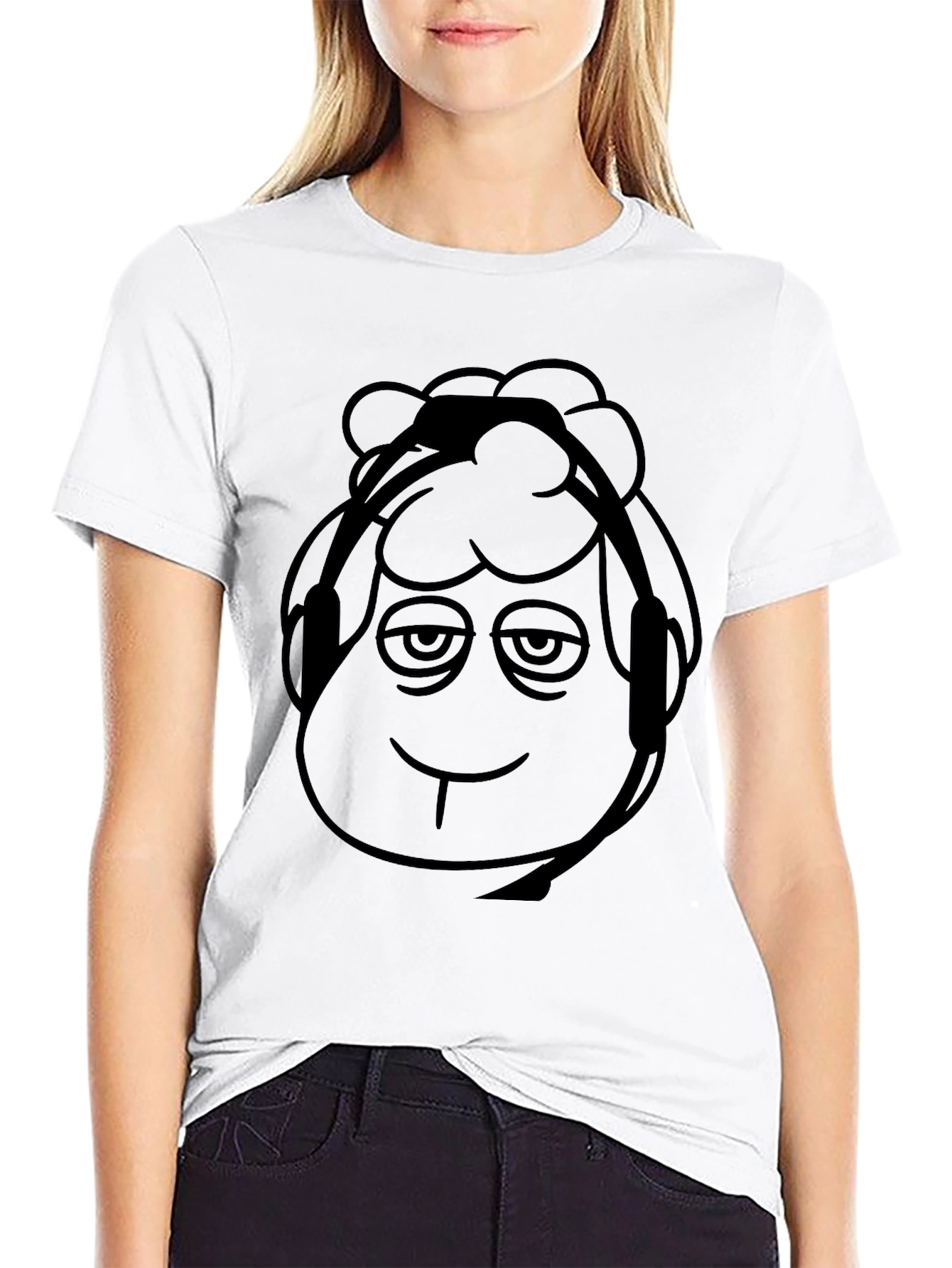 Black Cool Sheep DJ Graphic Tee - Black Cotton Blend view 9