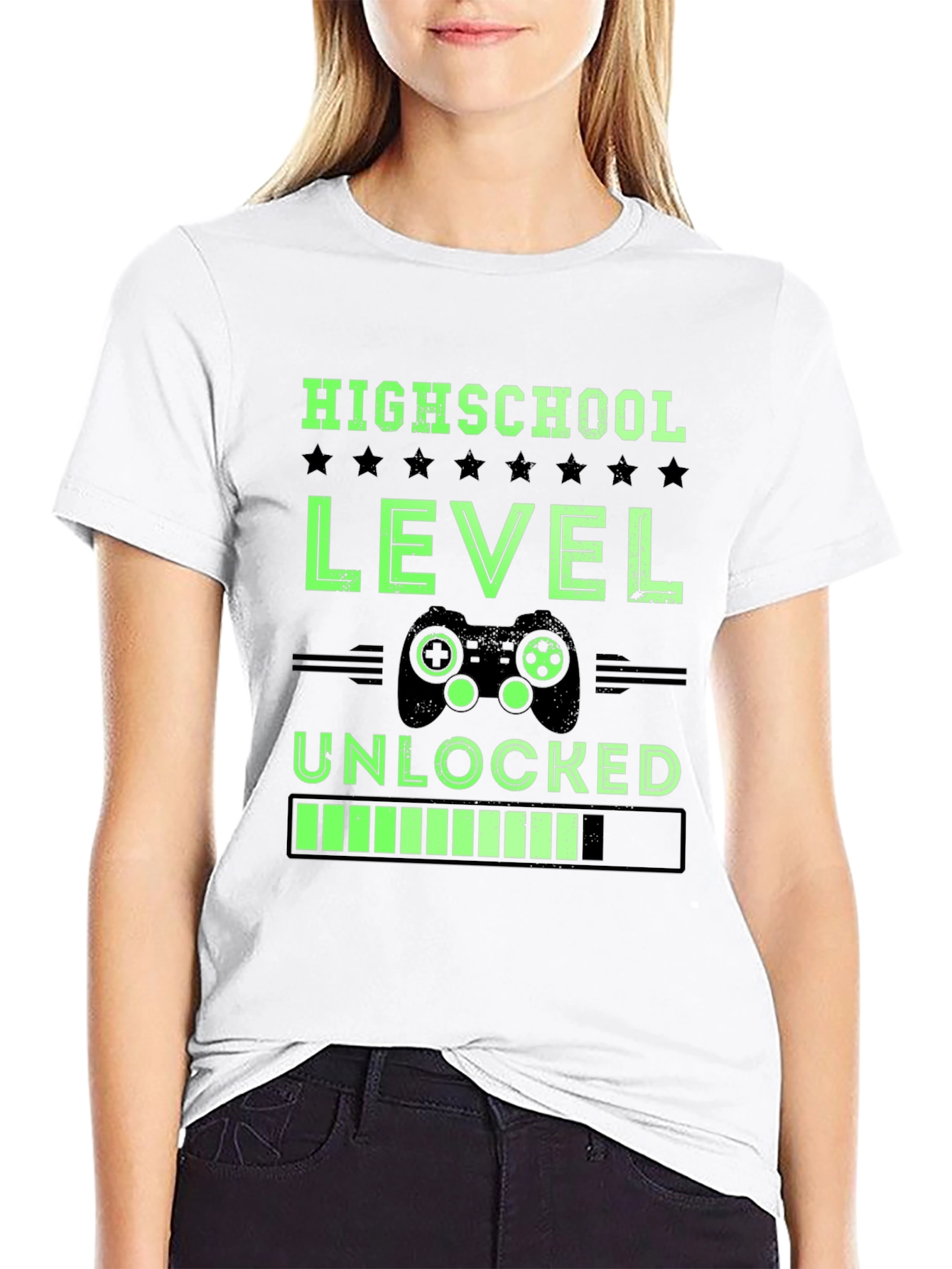 Black Highschool Level Unlocked Gamer T-Shirt view 9