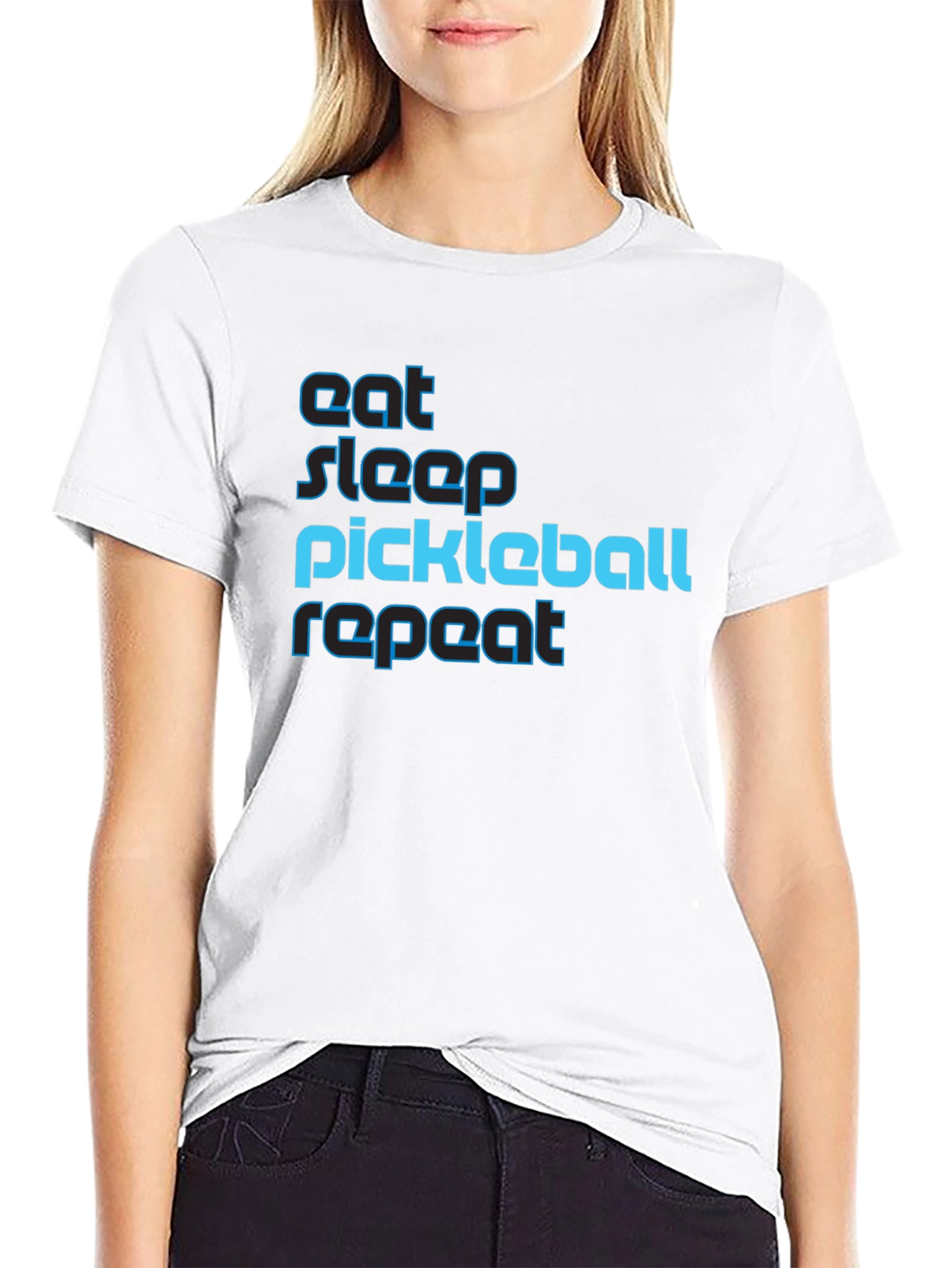 Black Eat Sleep Pickleball Repeat Graphic Tee view 9