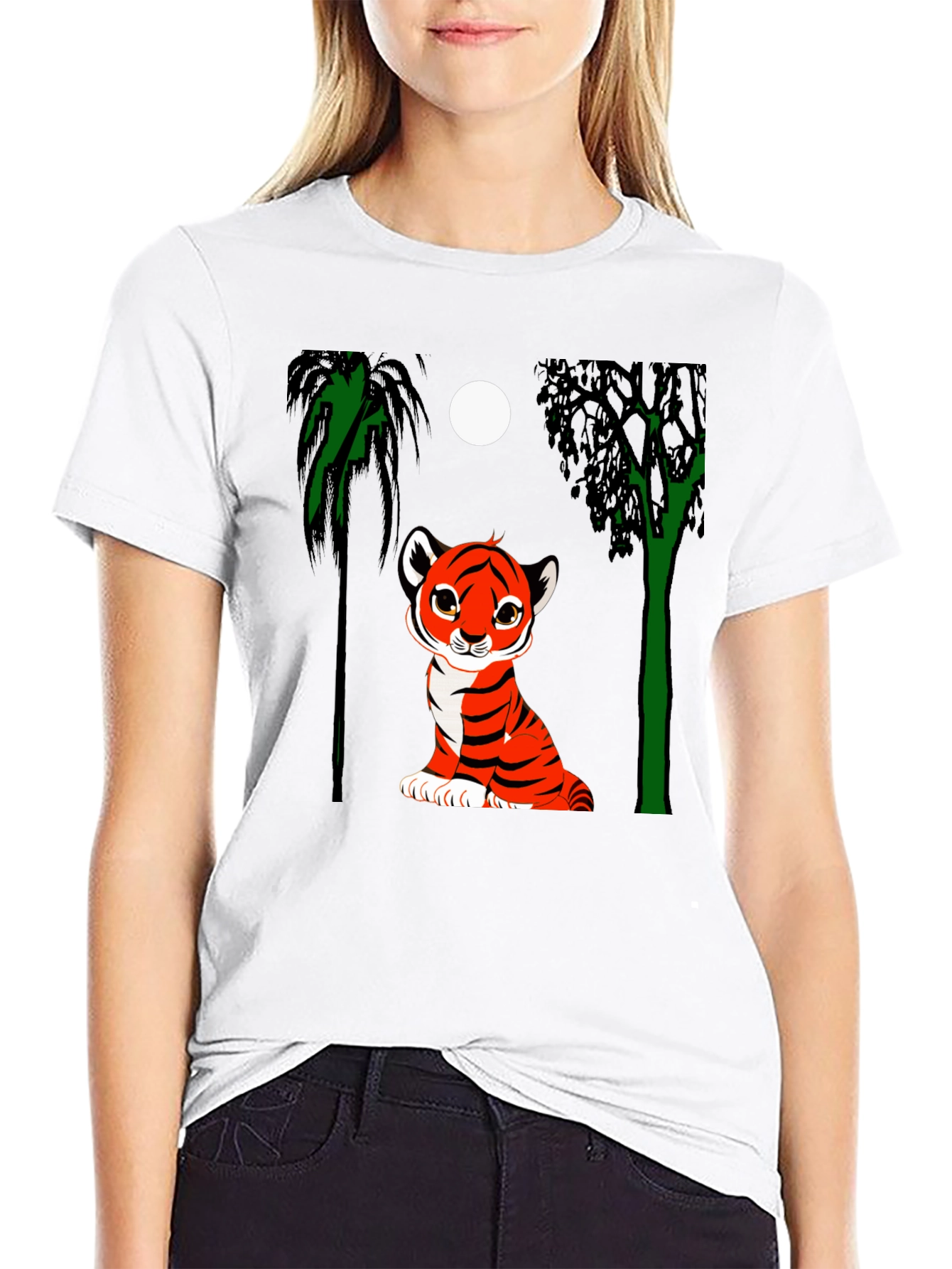 Black Cute Tiger Cub Graphic Tee - Black view 9