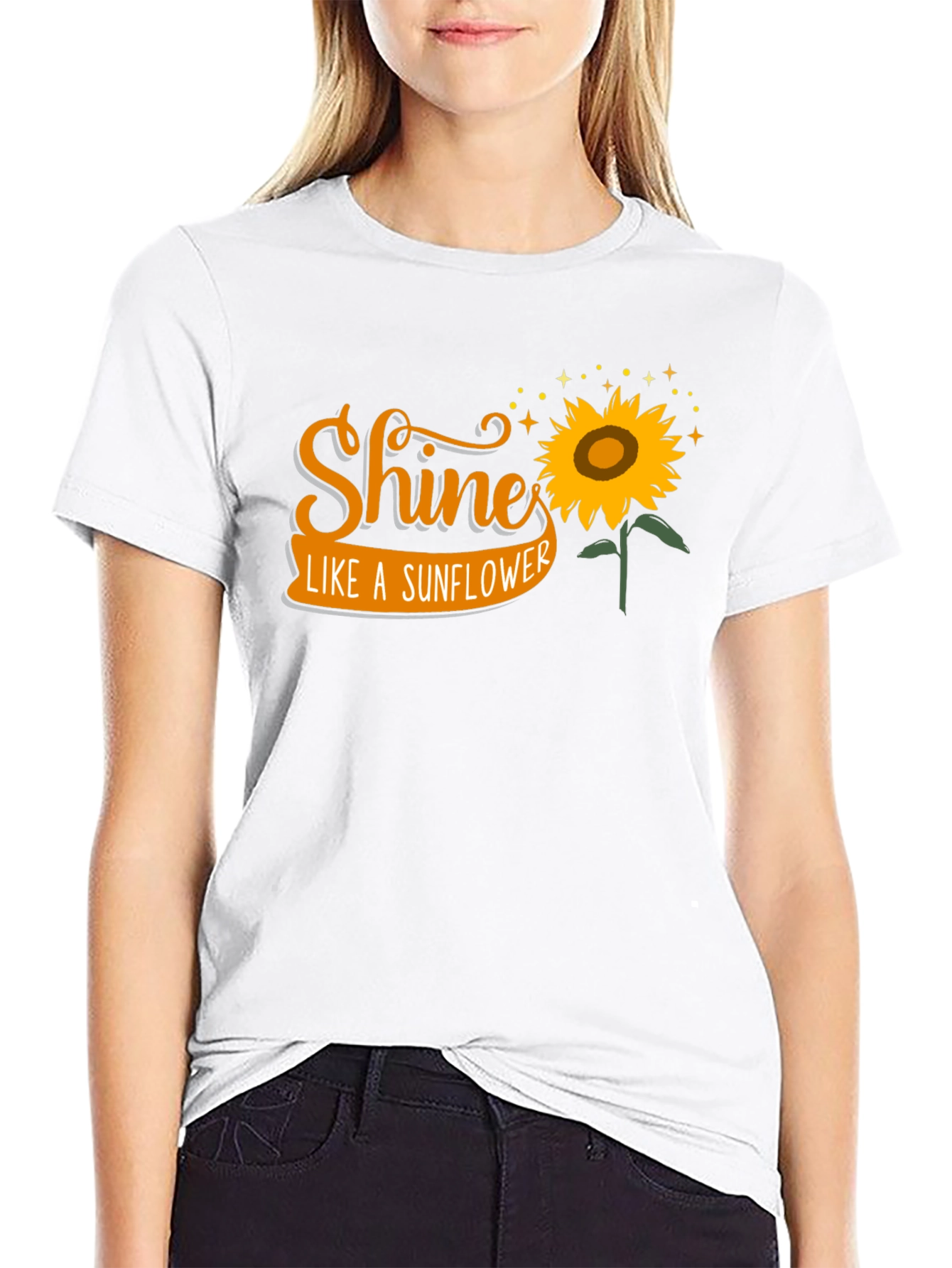 Black Shine Like A Sunflower Graphic Tee view 9