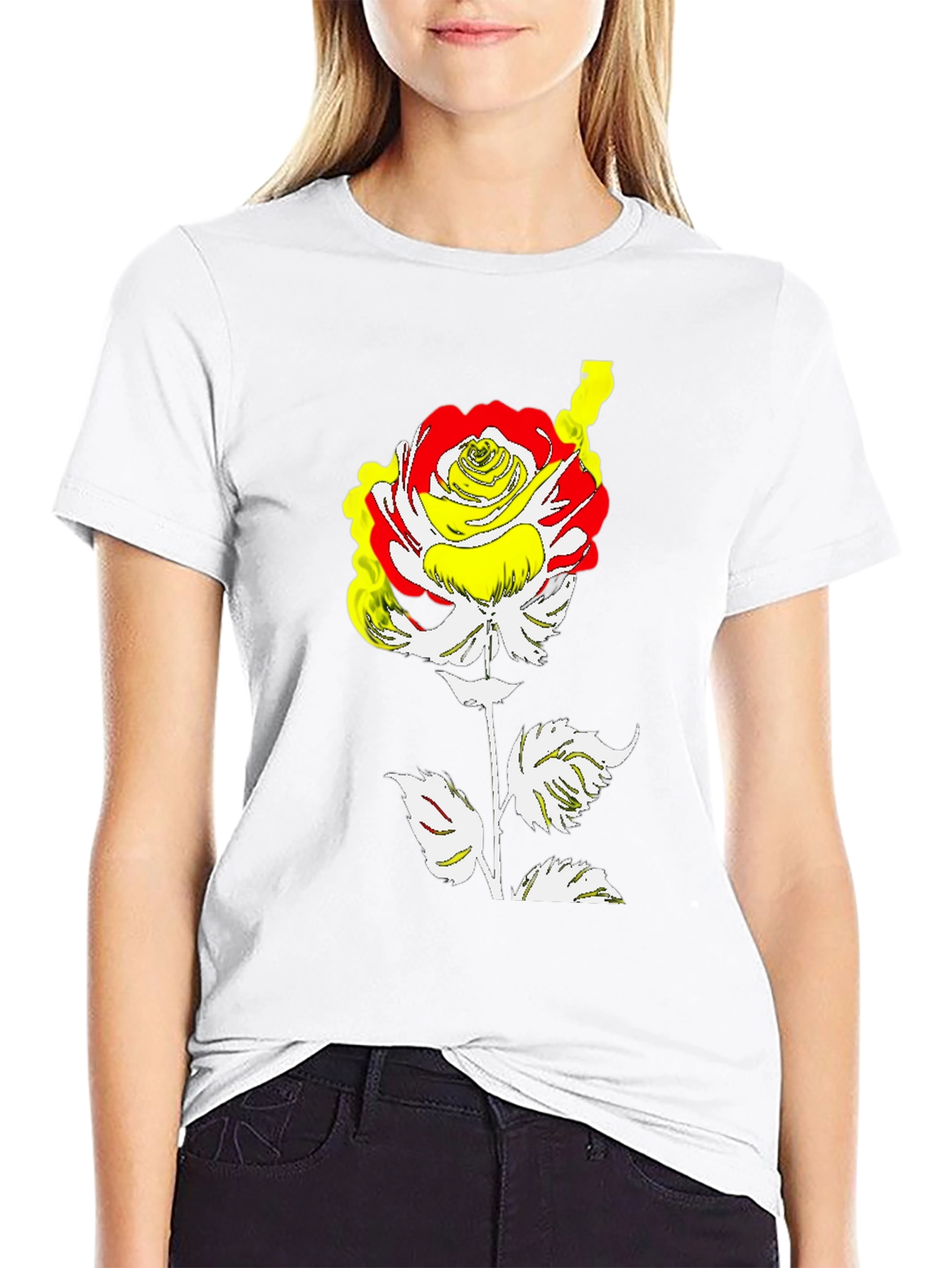 Black Rose Graphic Tee - Modern Art Style view 9