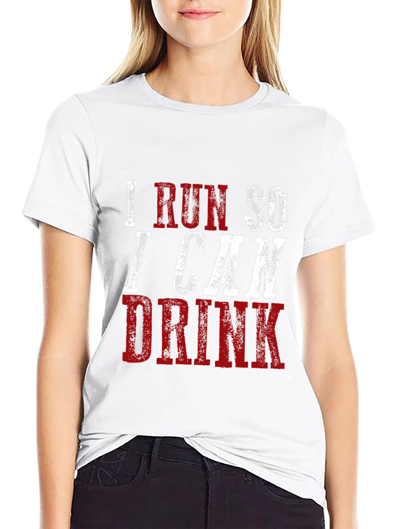 Black Funny 'I Run So I Can Drink' Graphic Tee view 9