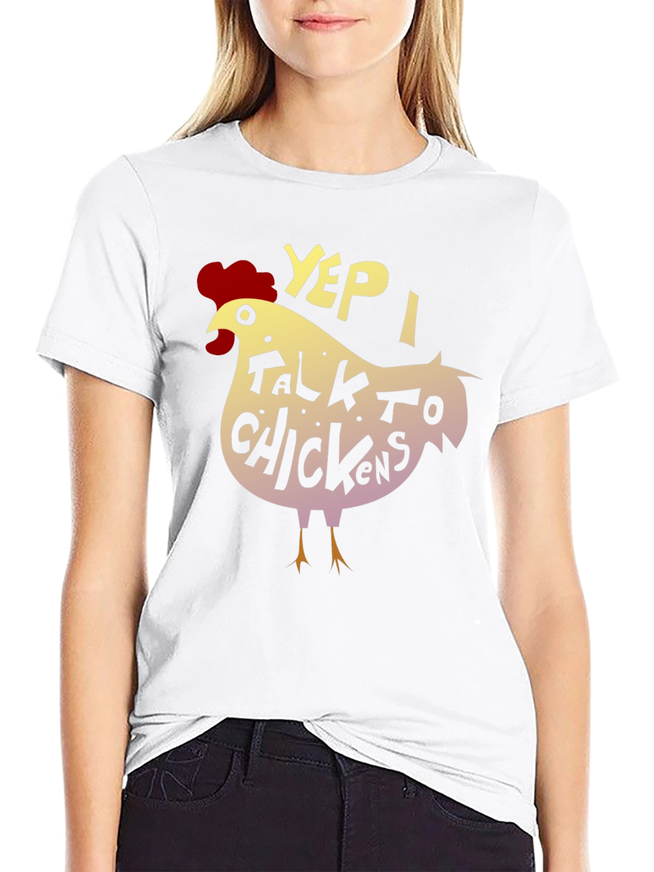 Black Yep, I Talk to Chickens - Novelty Graphic T-Shirt view 9