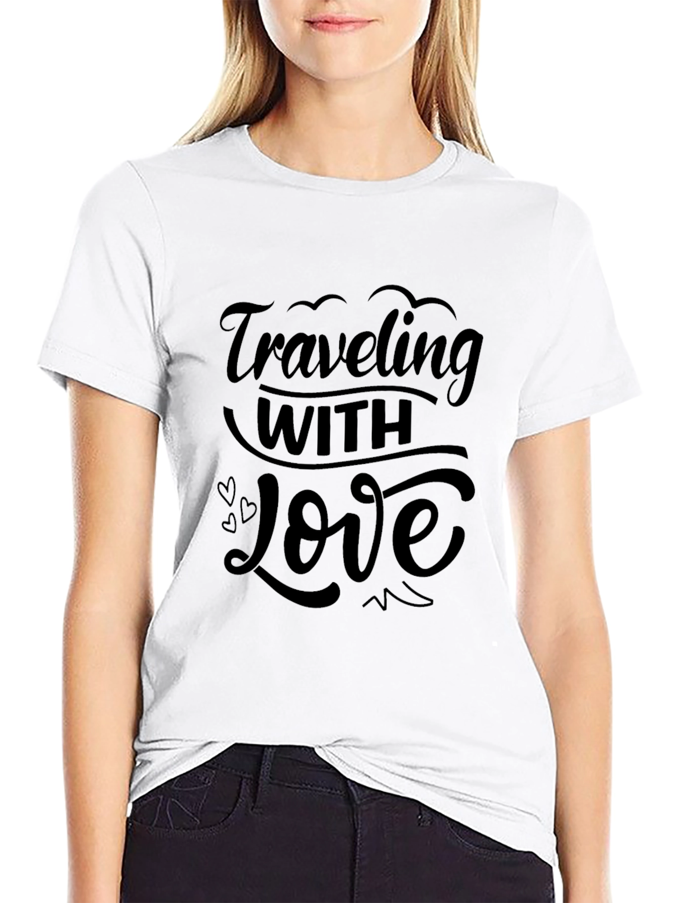 Black Traveling with Love Black T-Shirt view 9