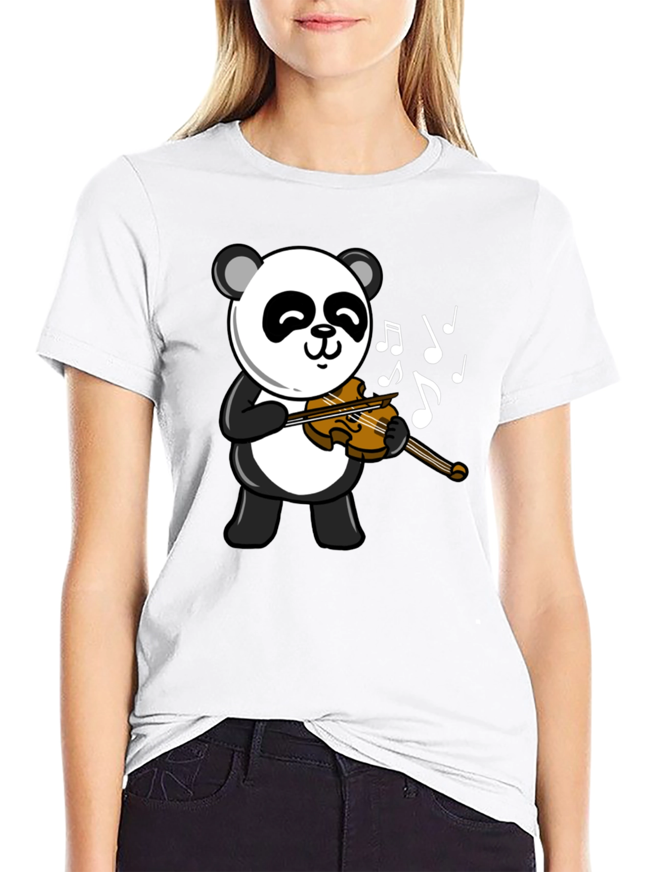 Black Panda Violinist Graphic T-Shirt view 9
