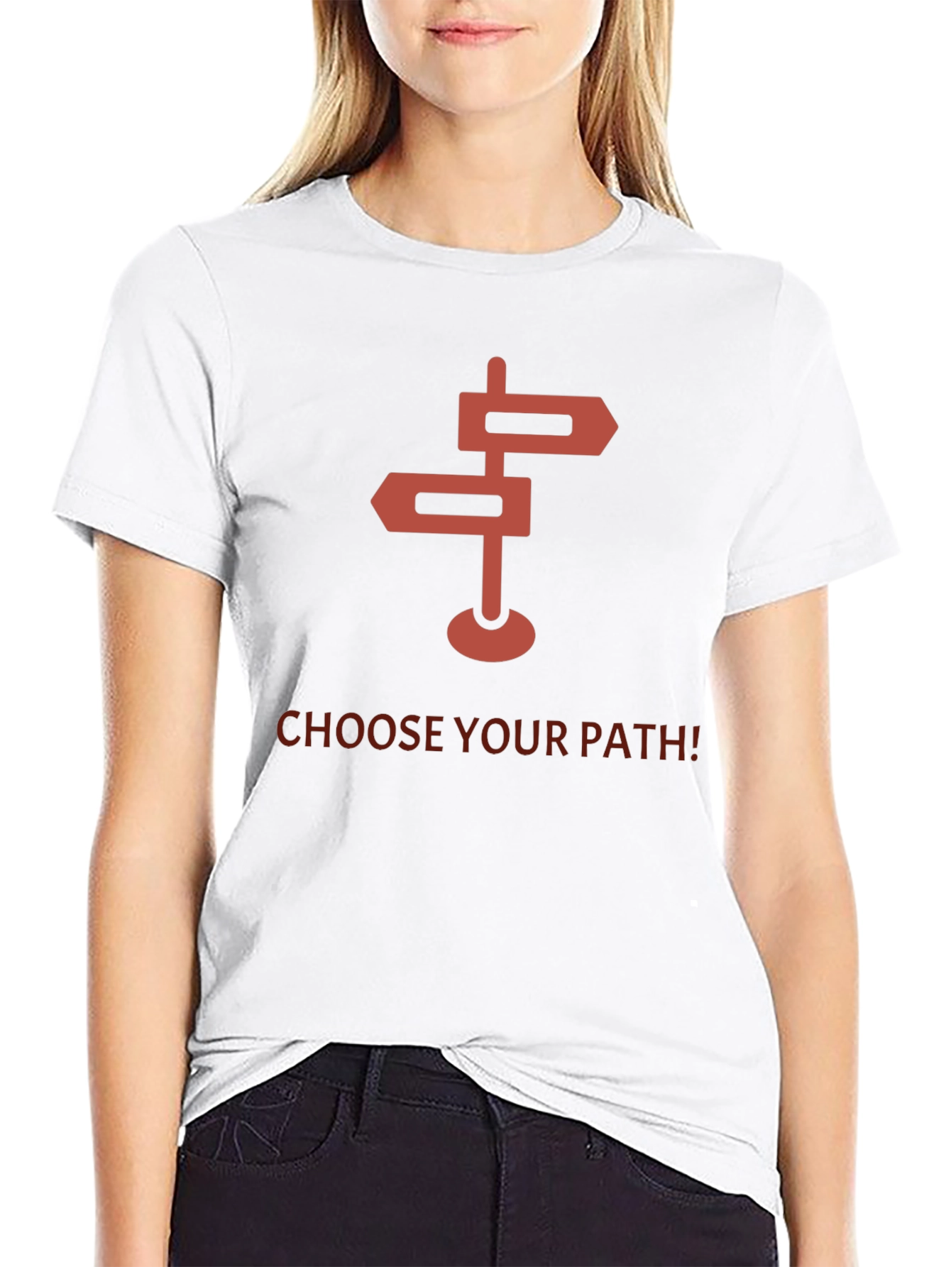 Black Choose Your Path Graphic Tee - Direction Sign Design view 9
