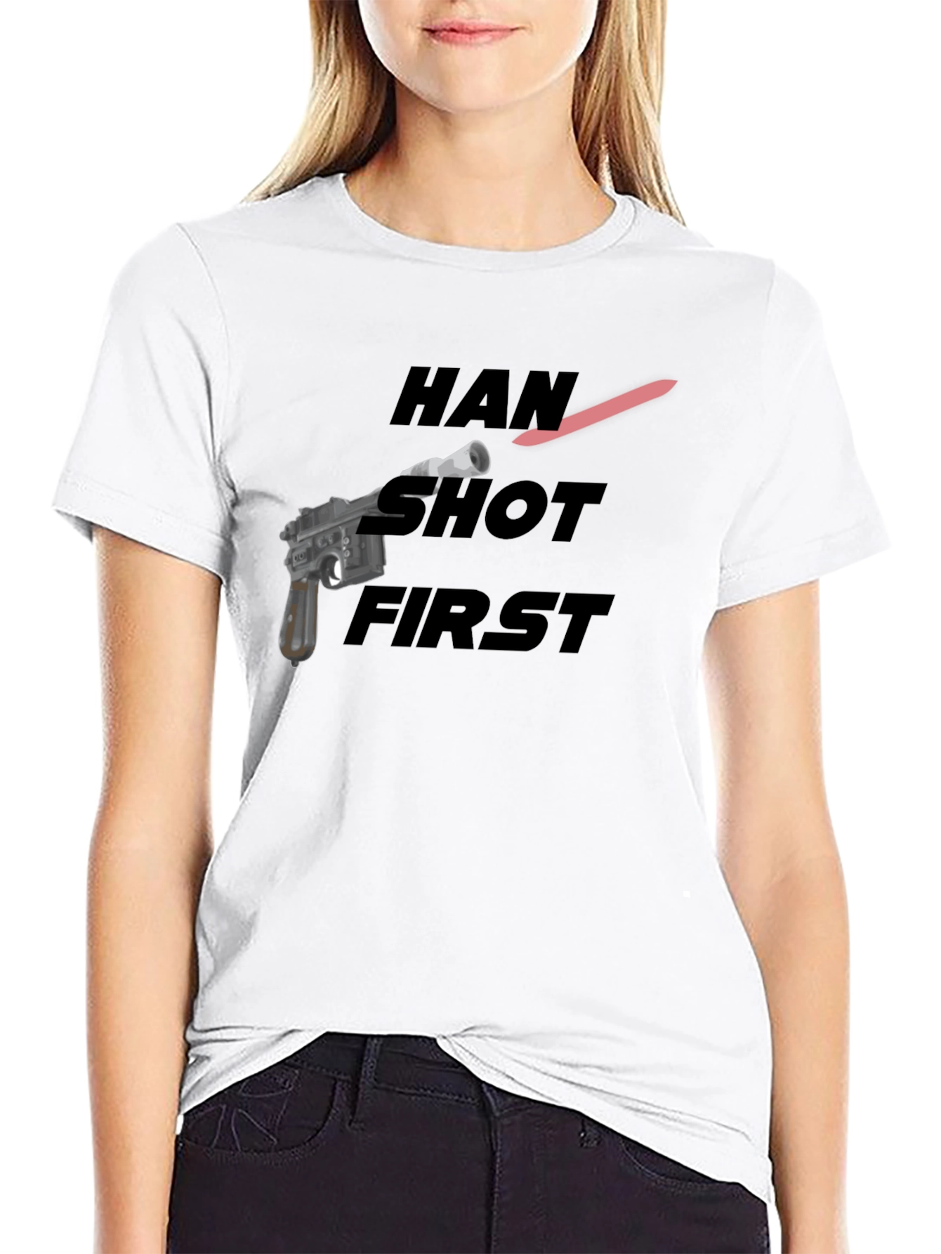 Black Han Shot First Graphic Tee - Black Cotton Blend view 9