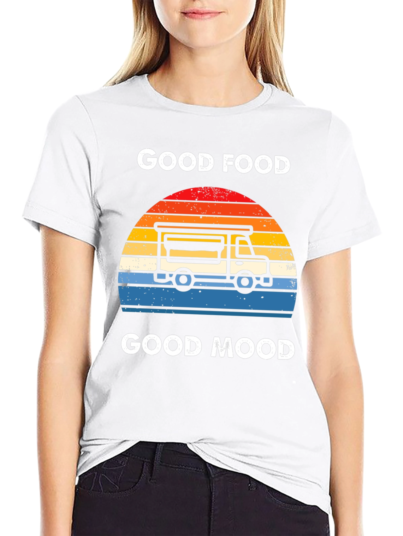 Black Good Food Good Mood T-Shirt Food Truck Tee view 9