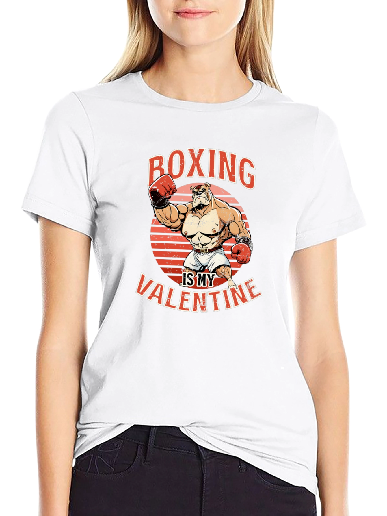 Black Boxing is My Valentine Graphic T-Shirt view 9