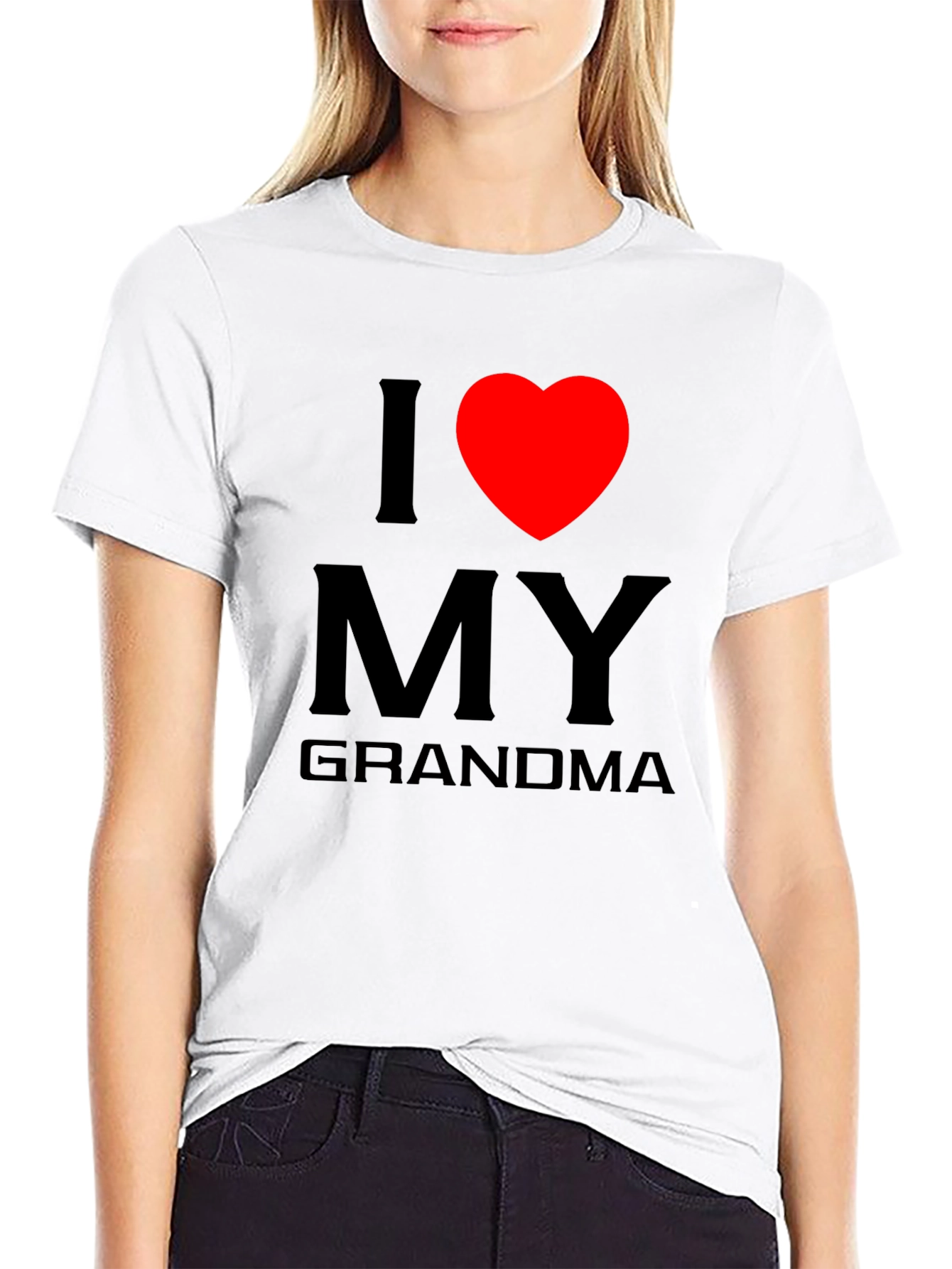 Black I Love My Grandma Black T-Shirt - Heart Graphic view 9