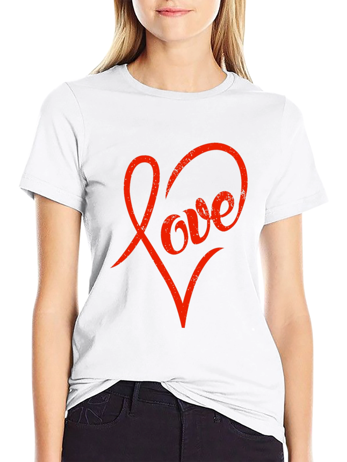 Black Love Heart Graphic Black T-Shirt view 9