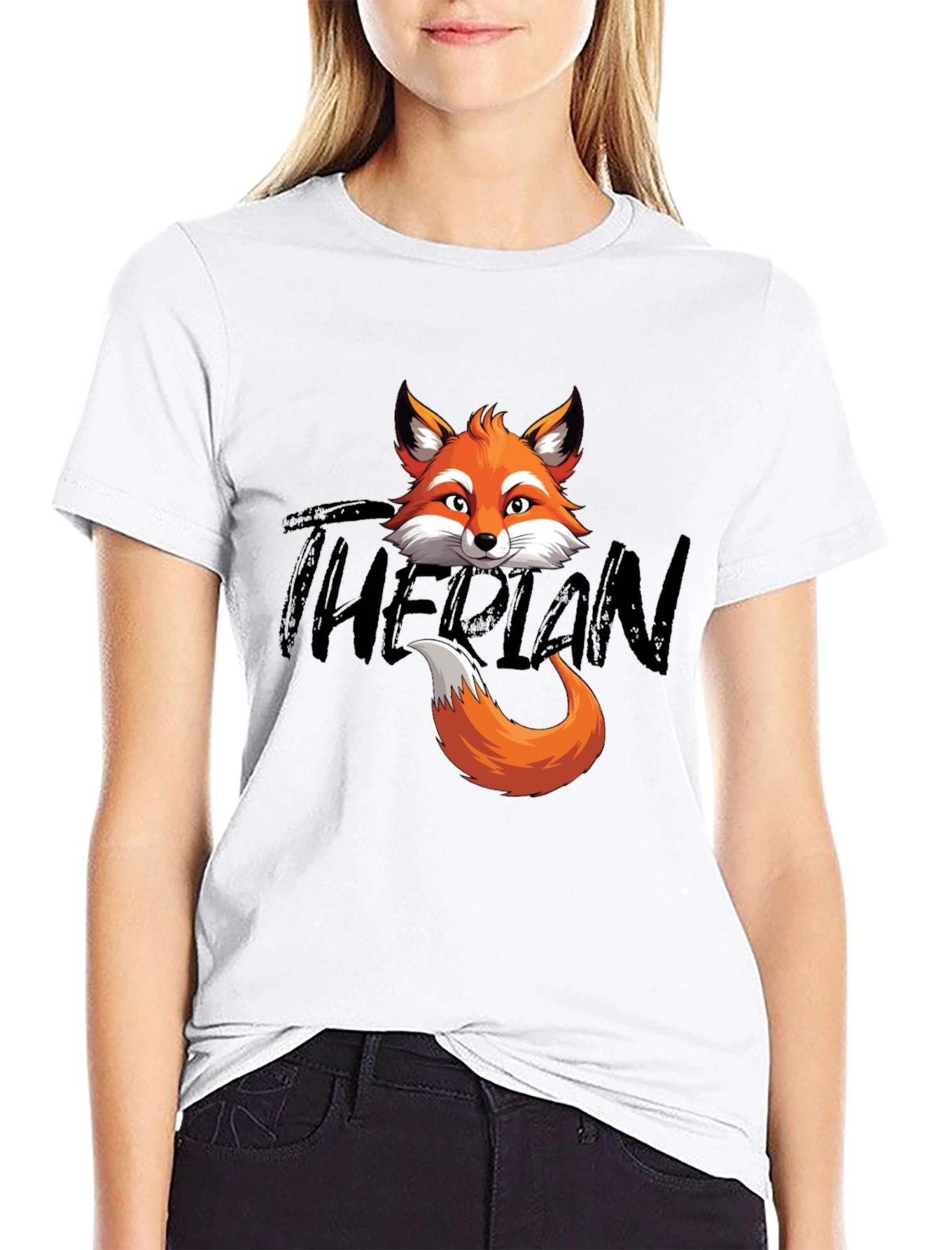 Black Fox Head & Tail Graphic T-Shirt - The Plan view 9