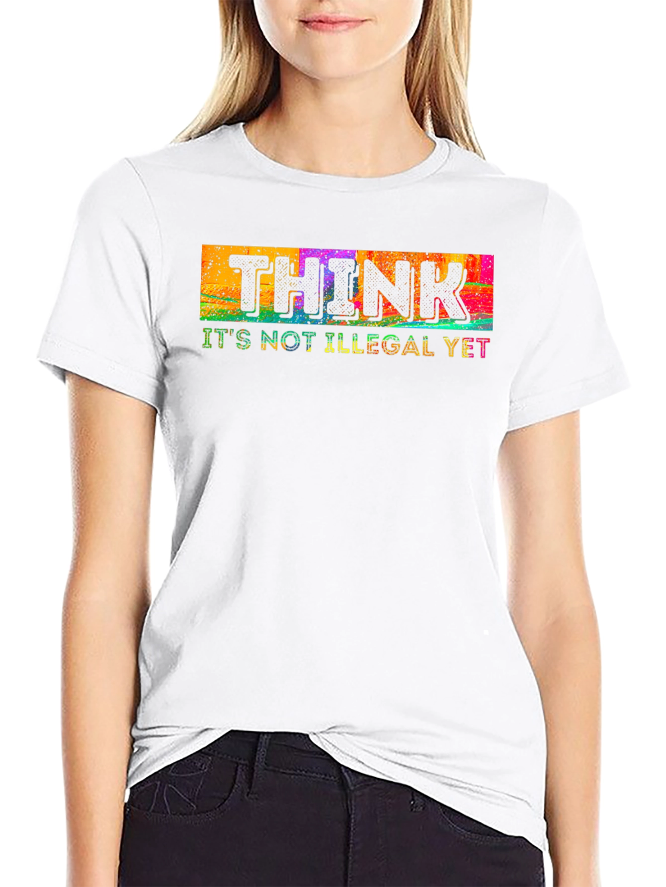 Black Think It's Not Illegal Yet Novelty T-Shirt view 9