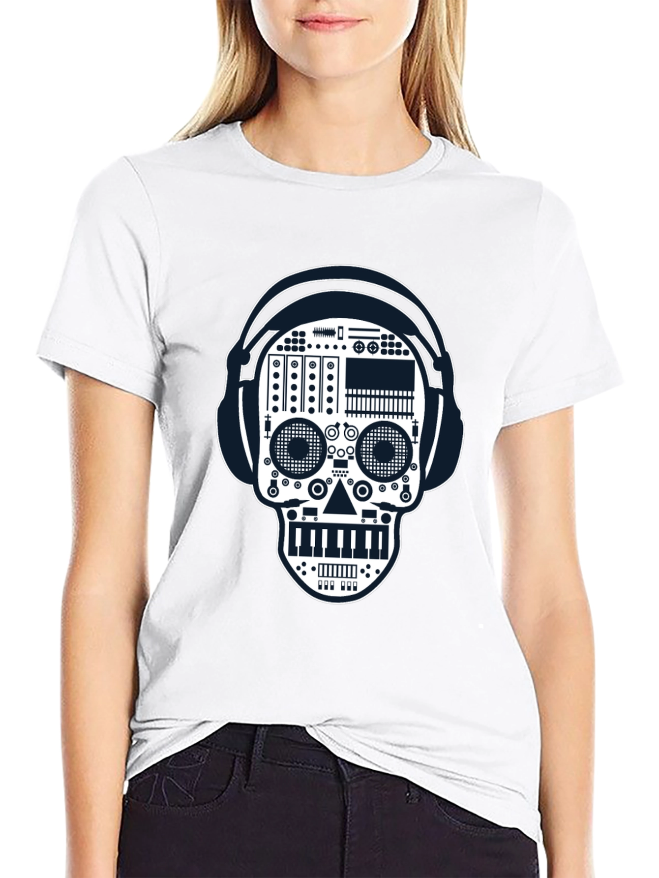 Black DJ Skull Graphic Tee - Music Lover Style view 9
