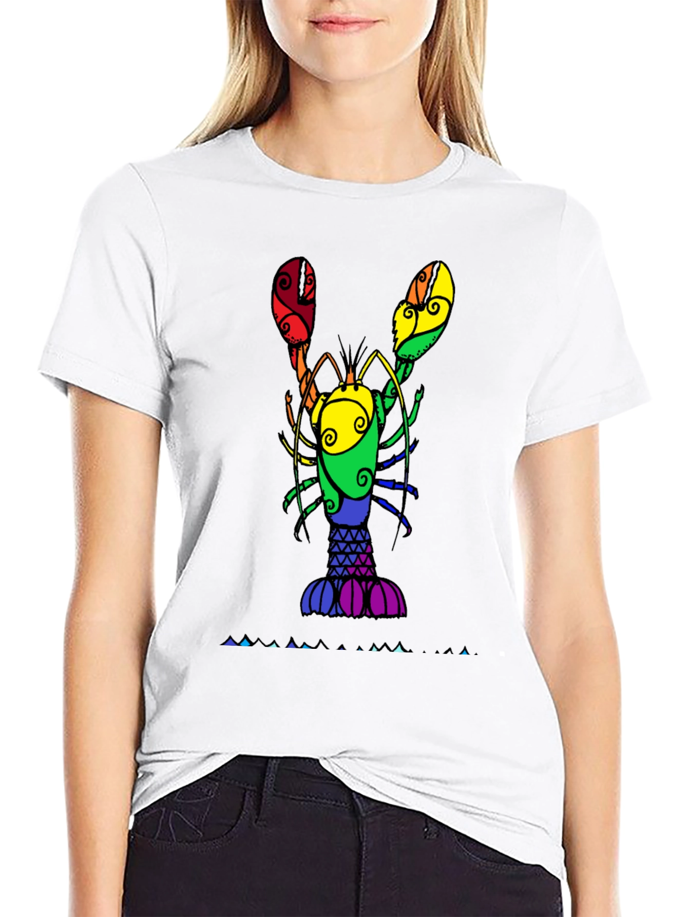 Black Rainbow Lobster Graphic Tee view 9
