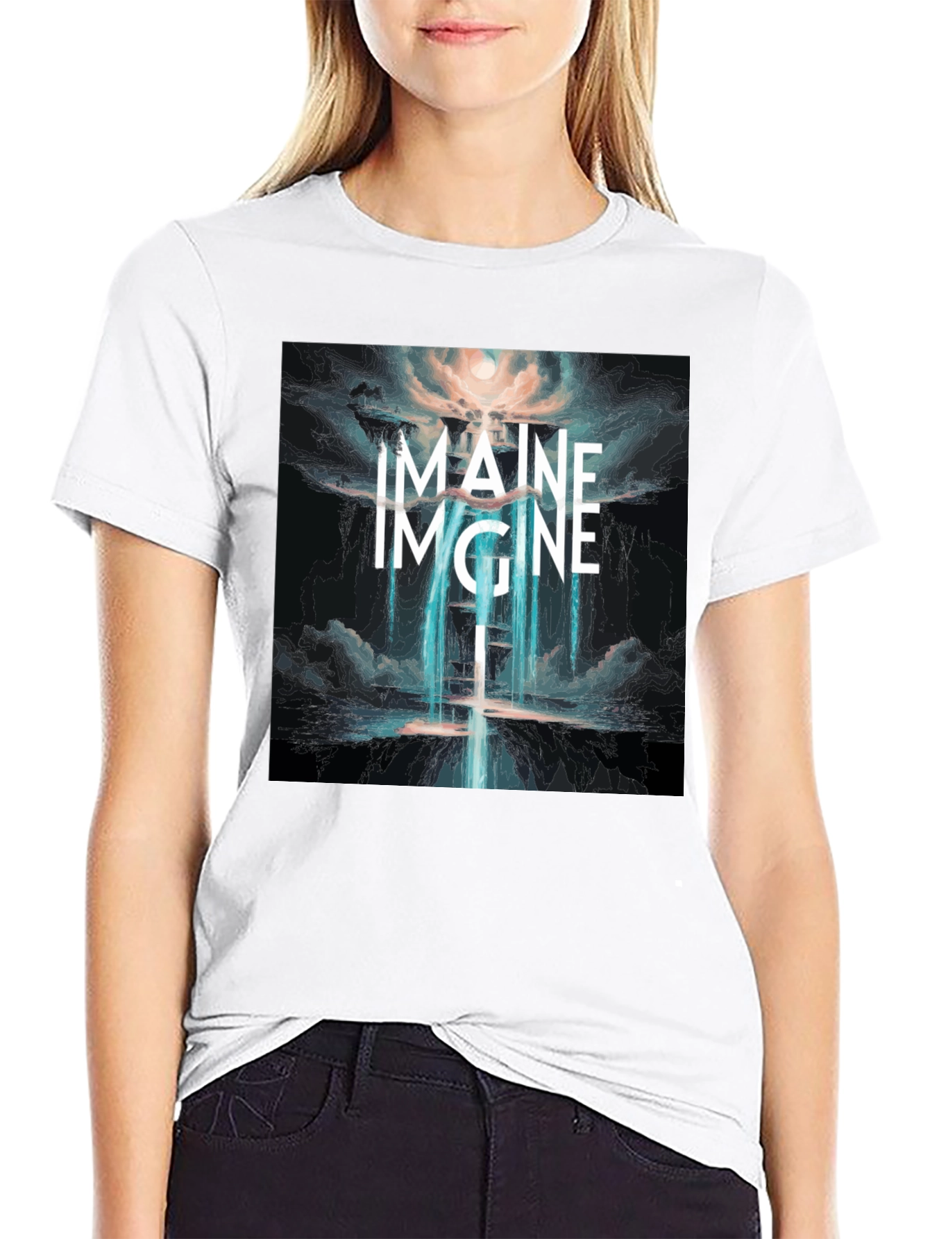 Black Imagine Graphic T-Shirt - Unique Design view 9