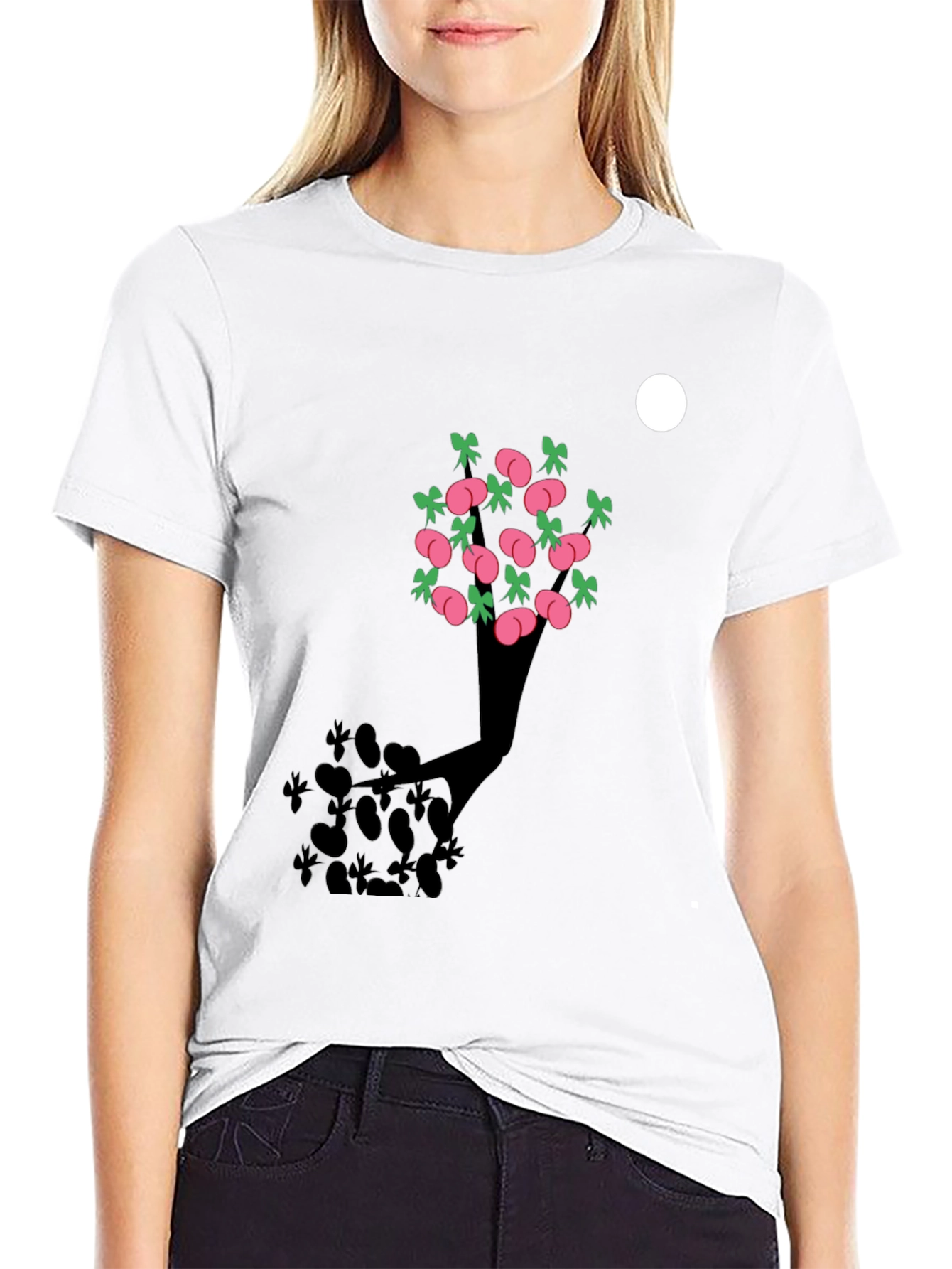 Black Peach Tree Graphic Tee - Black Cotton Blend view 9