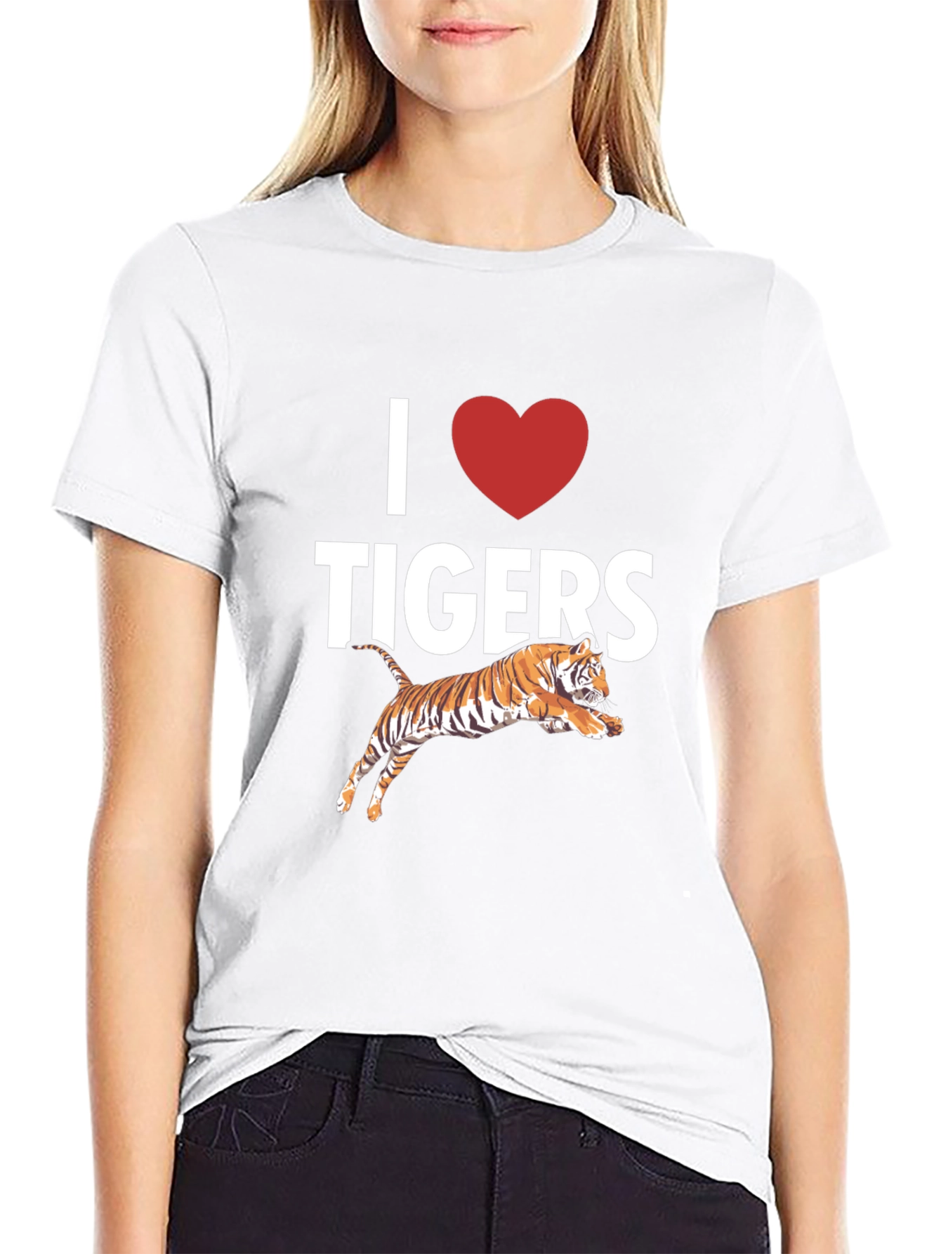 Black I Love Tigers Graphic T-Shirt view 9