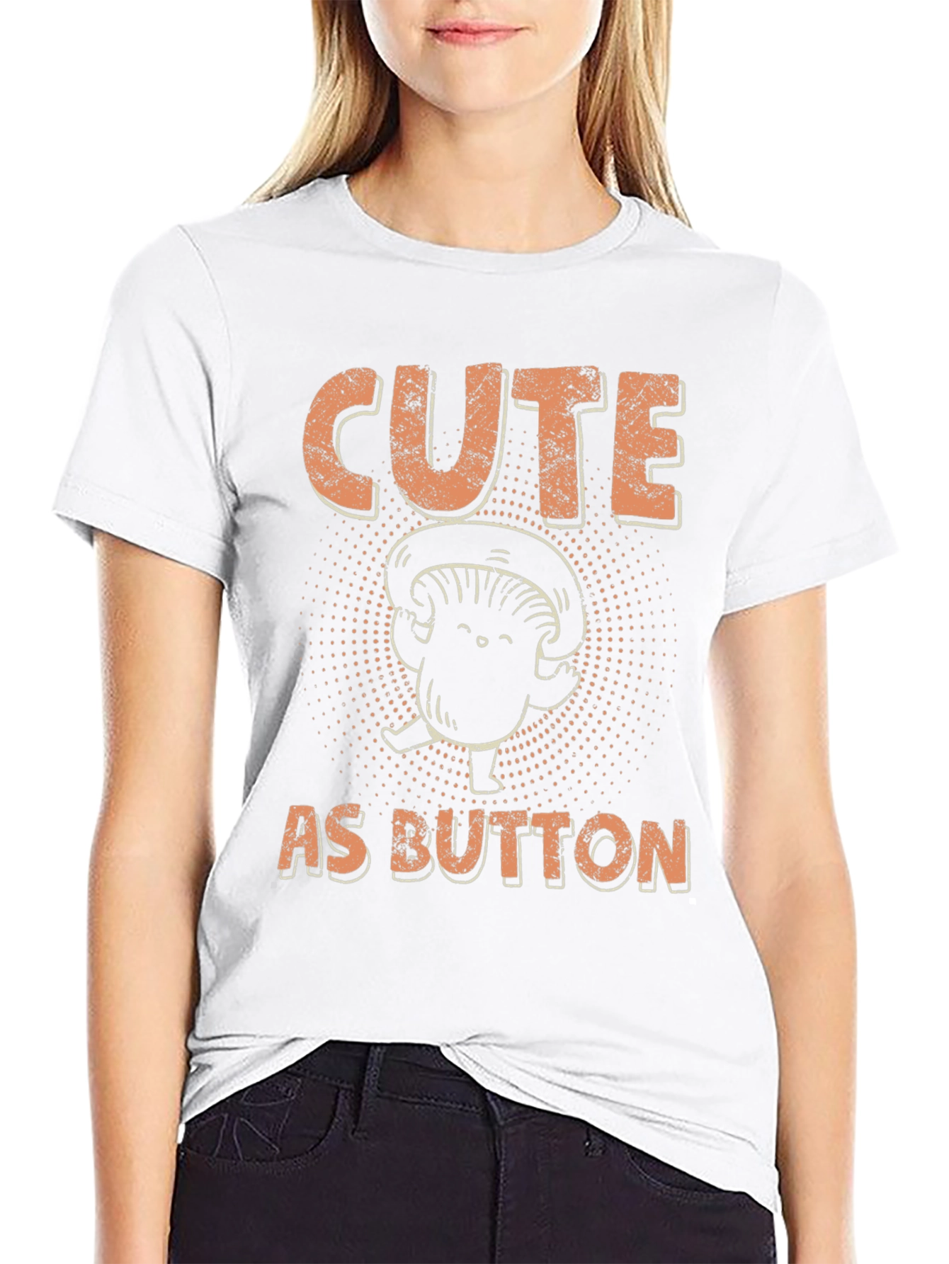 Black Cute as Button Mushroom Graphic Tee view 9