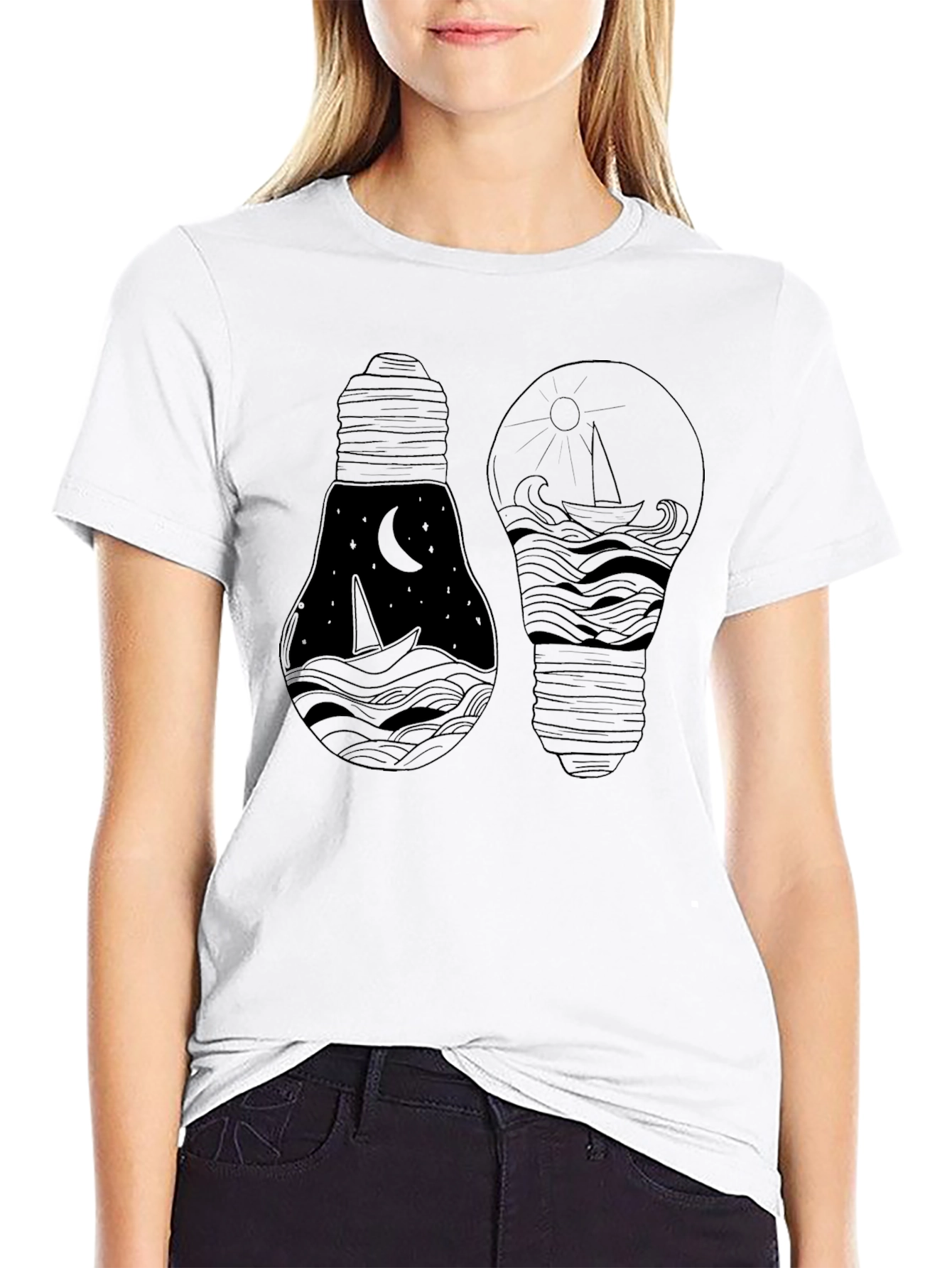 Black Dual Lightbulb Graphic Tee view 9