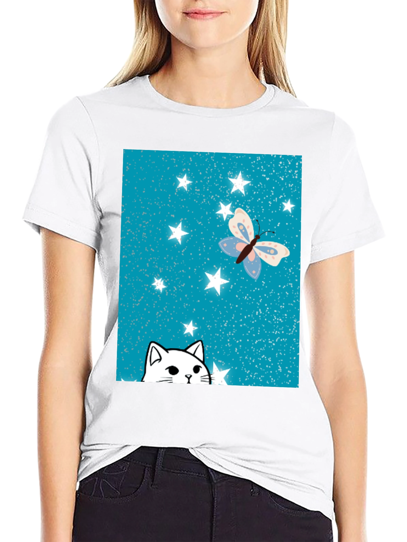 Cat & Butterfly Graphic Tee - 9