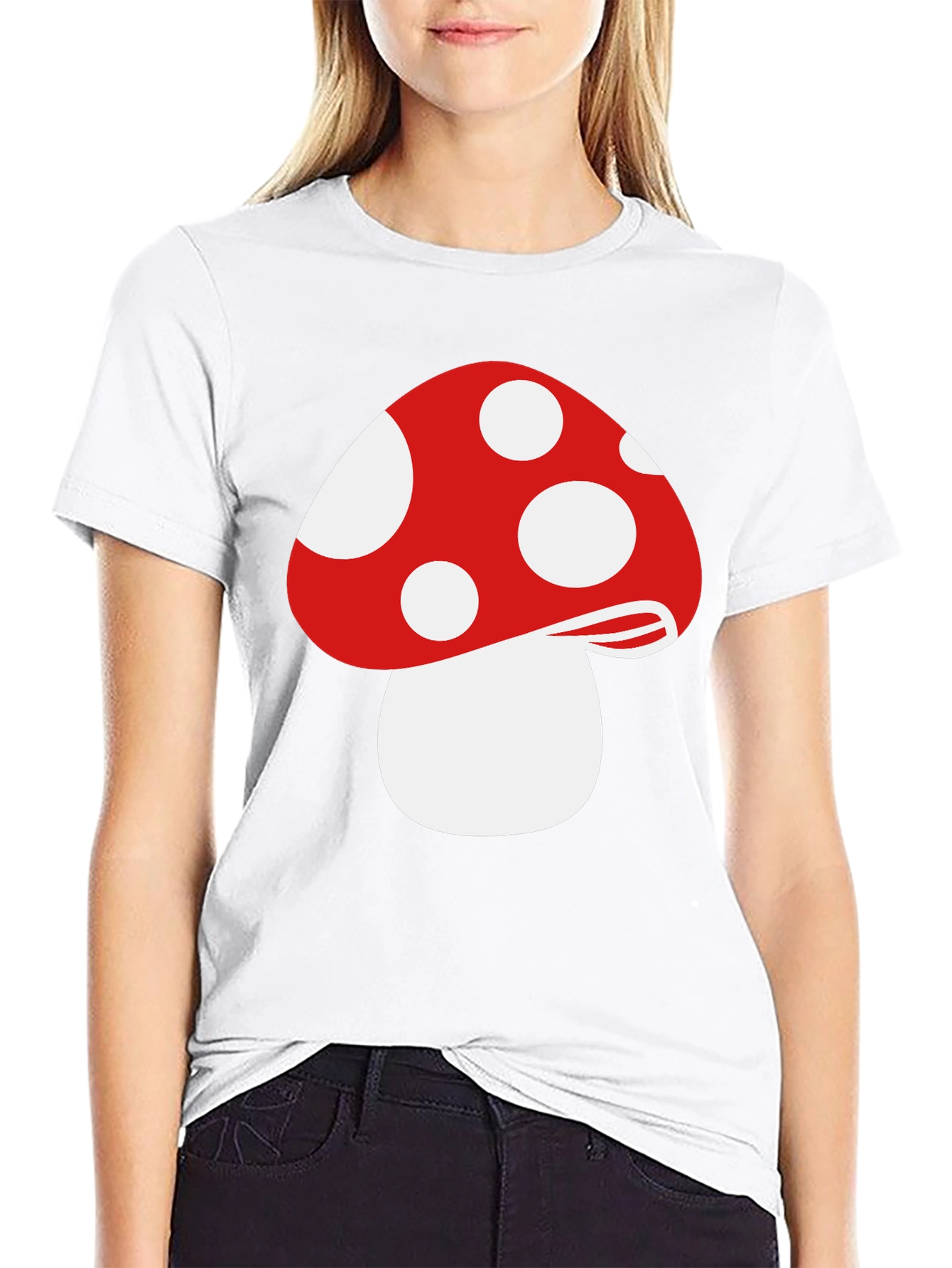 Black Red Mushroom Graphic Tee - Funky Black T-Shirt view 9